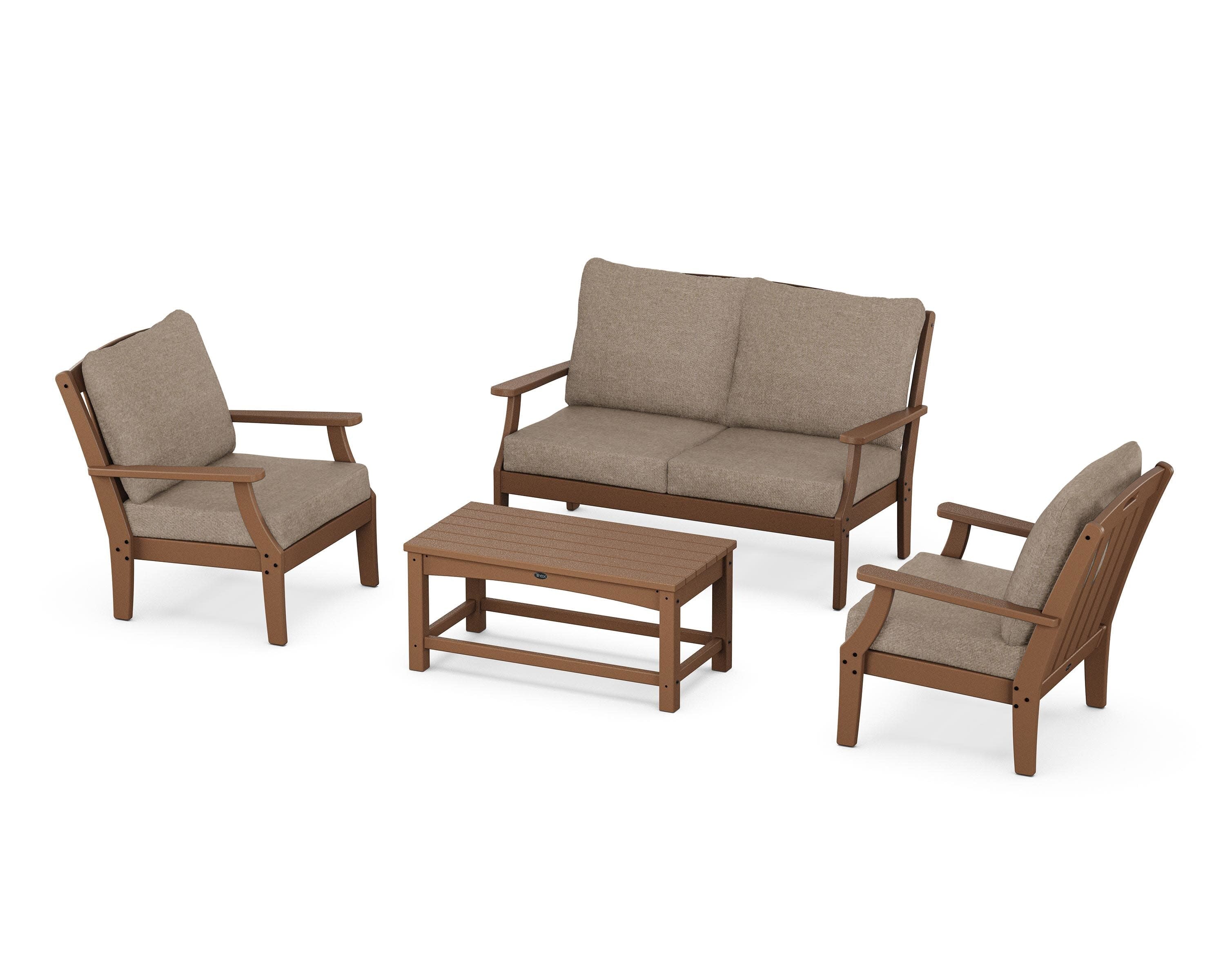 Yacht Club 4-Piece Deep Seating Chair Set in Tree House / Spiced Burlap