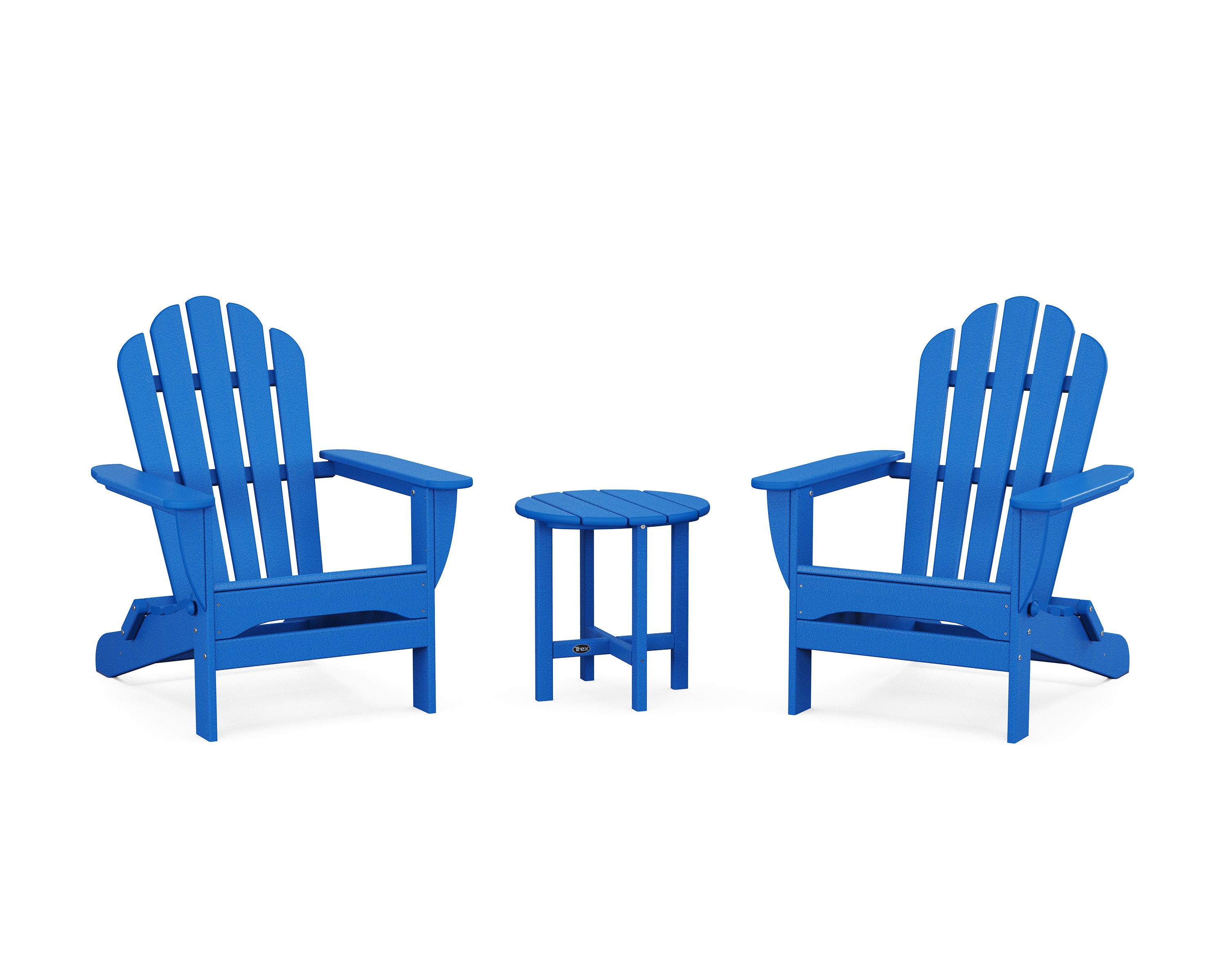 3-Piece Monterey Bay Folding Adirondack Set in Pacific Blue