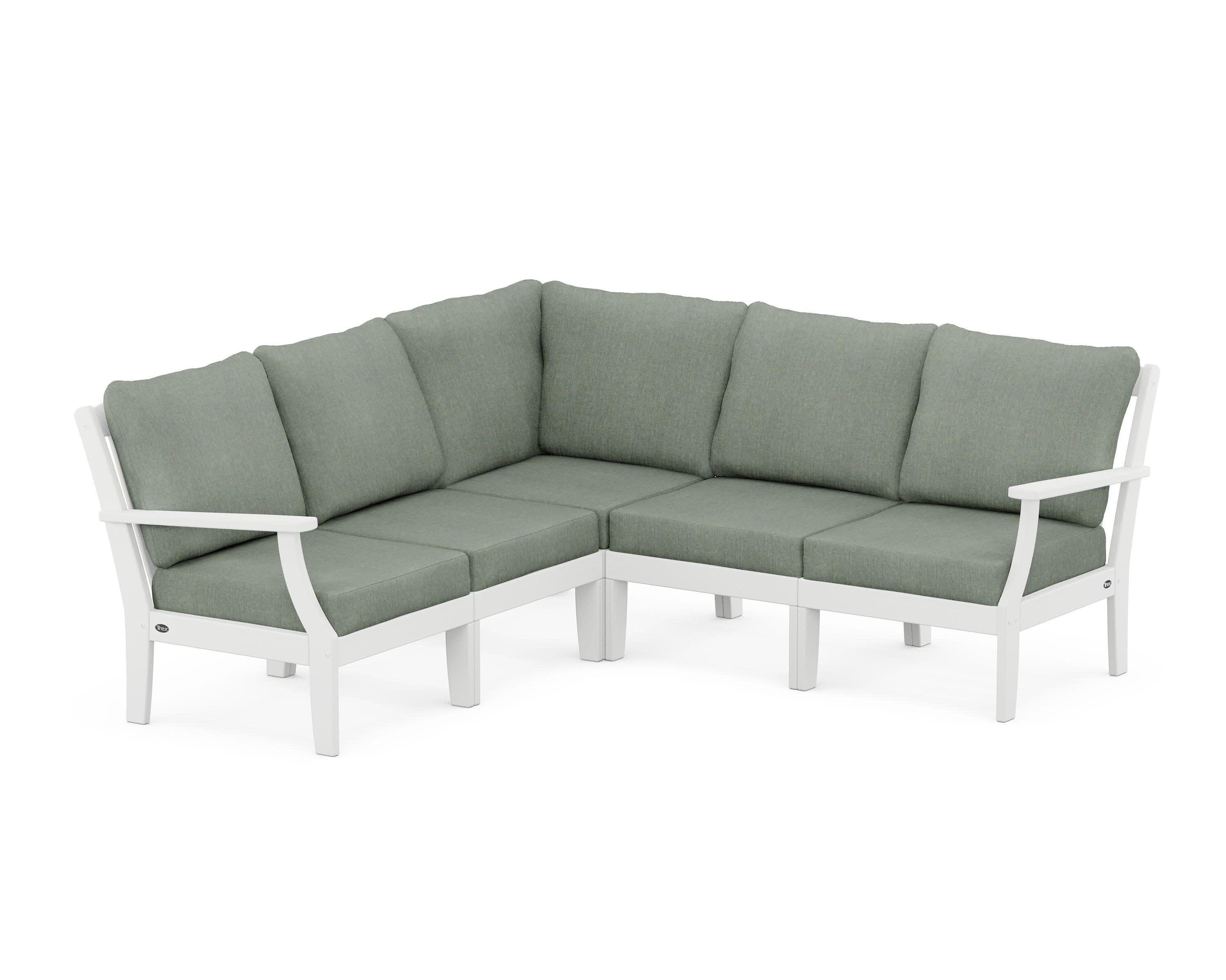 Yacht Club Modular 5-Piece Deep Seating Set in Classic White / Cast Sage