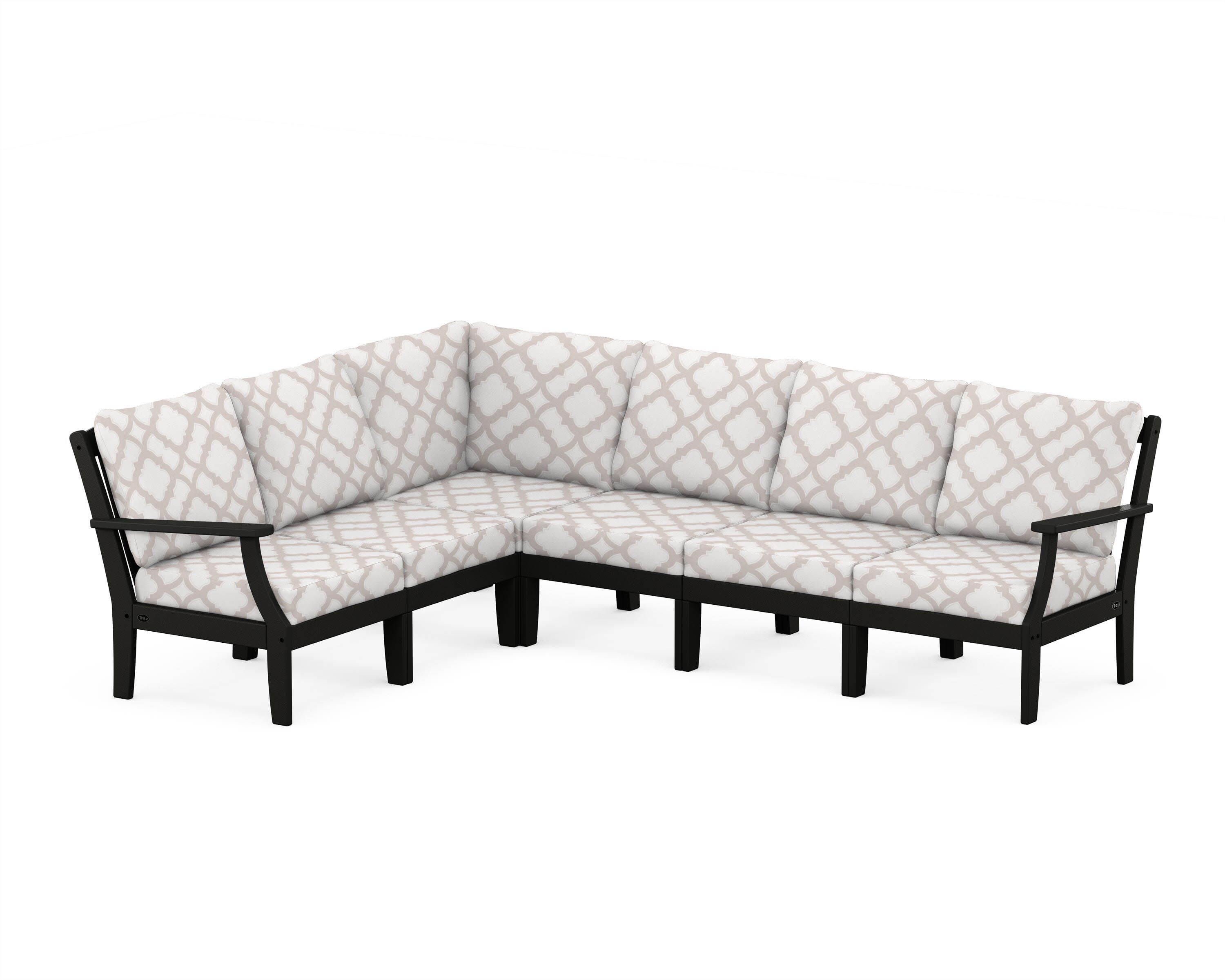Yacht Club Modular 6-Piece Deep Seating Set in Charcoal Black / Trellis Dune Burlap
