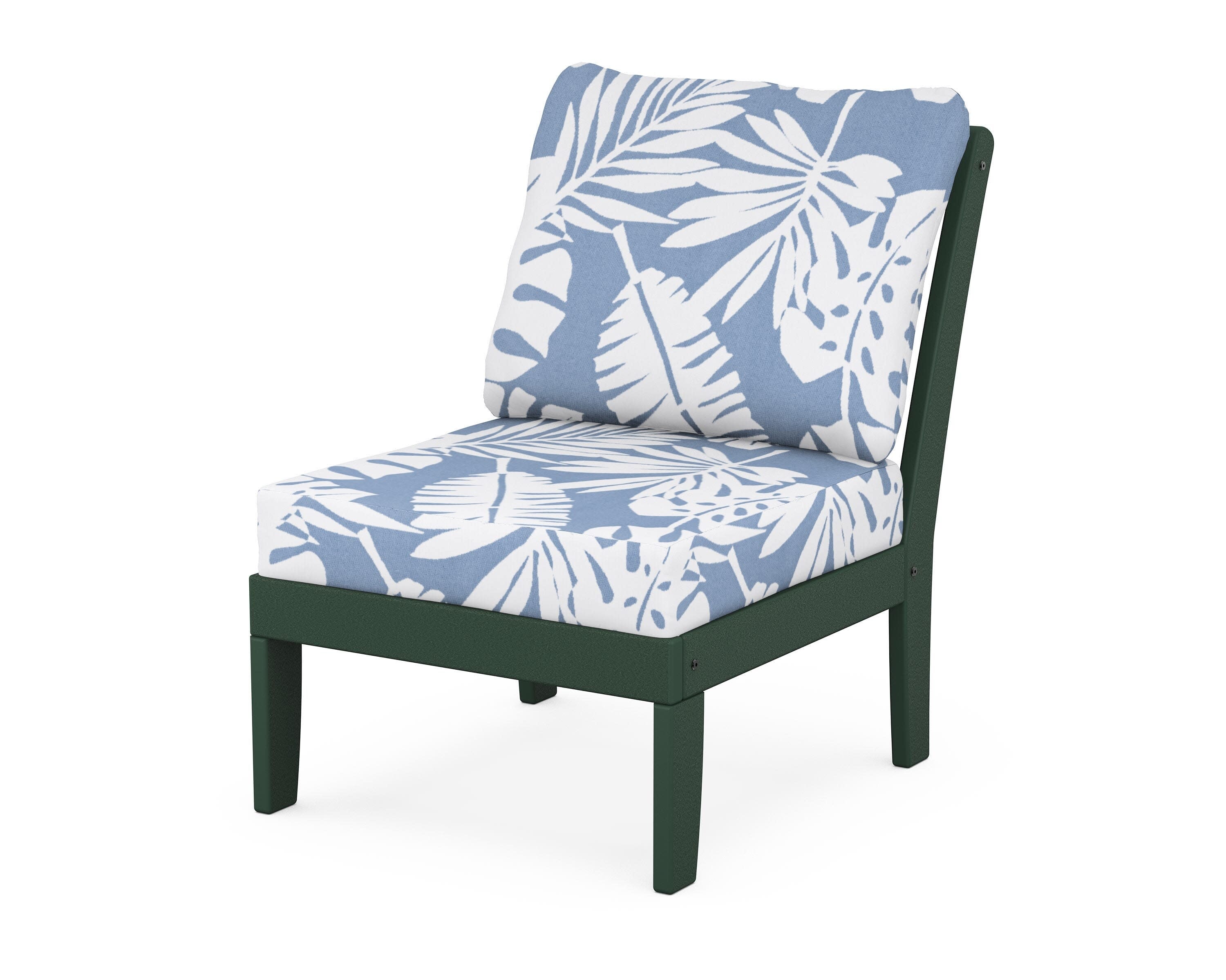 Yacht Club Modular Armless Chair in Rainforest Canopy / Leaf Sky Blue