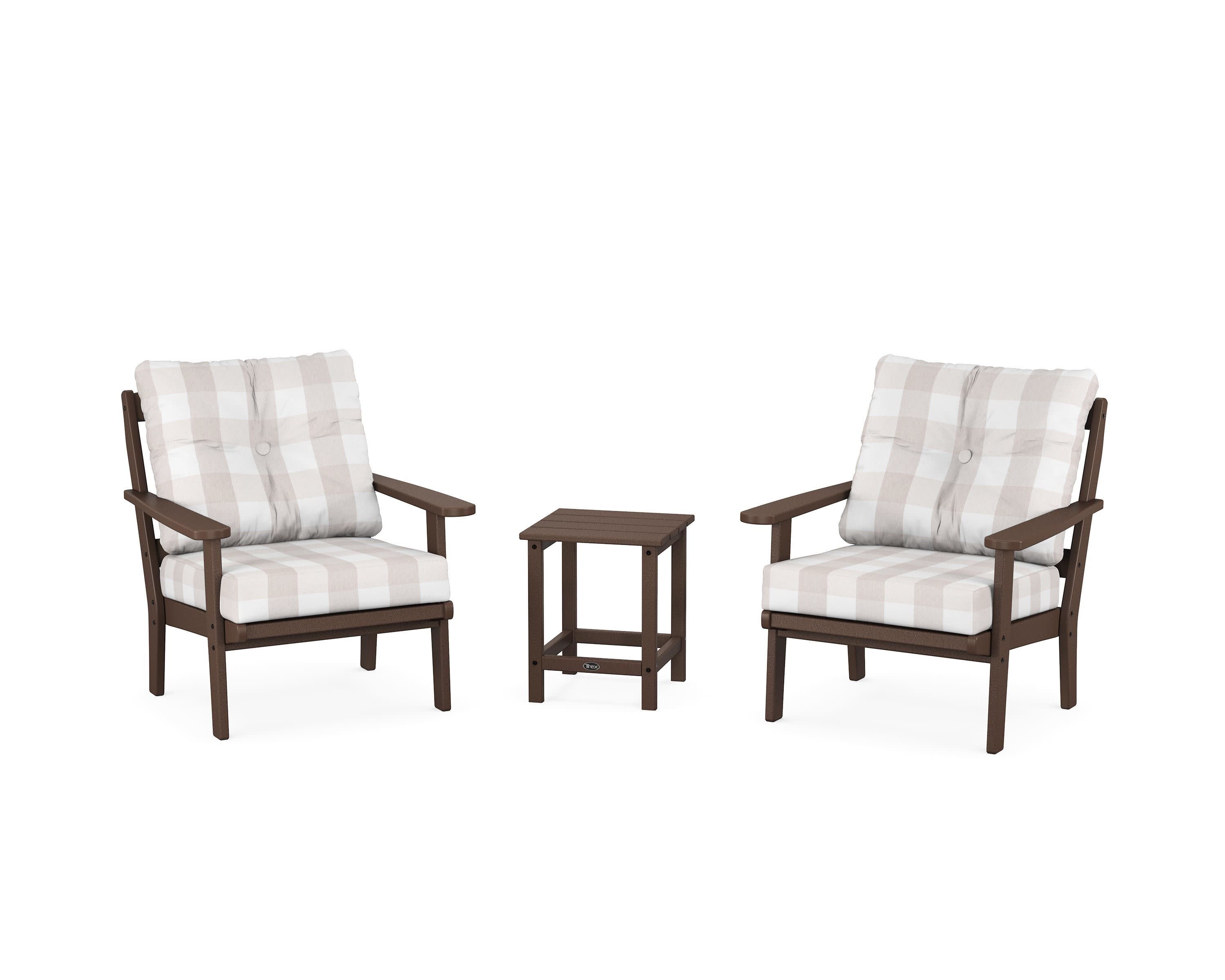 Cape Cod 3-Piece Deep Seating Set in Vintage Lantern / Buffalo Plaid Dune Burlap