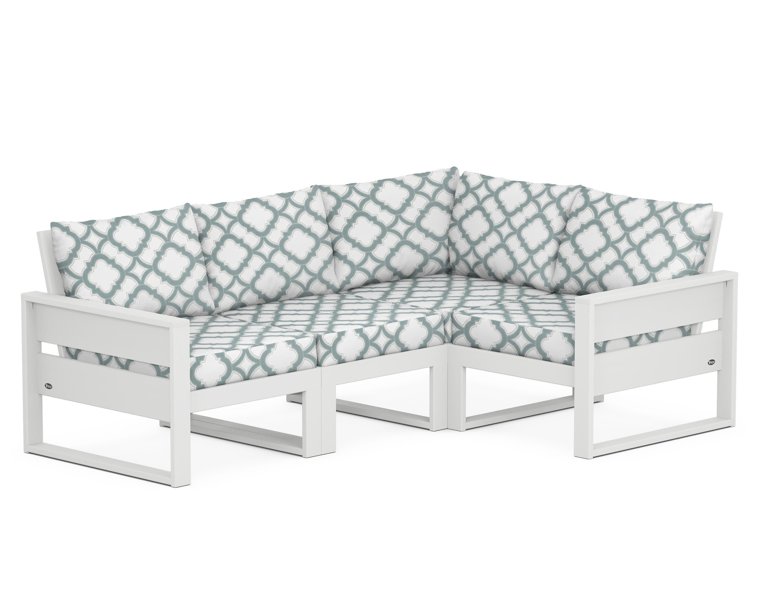 Eastport 4- Piece Sectional in Classic White / Trellis Glacier Spa