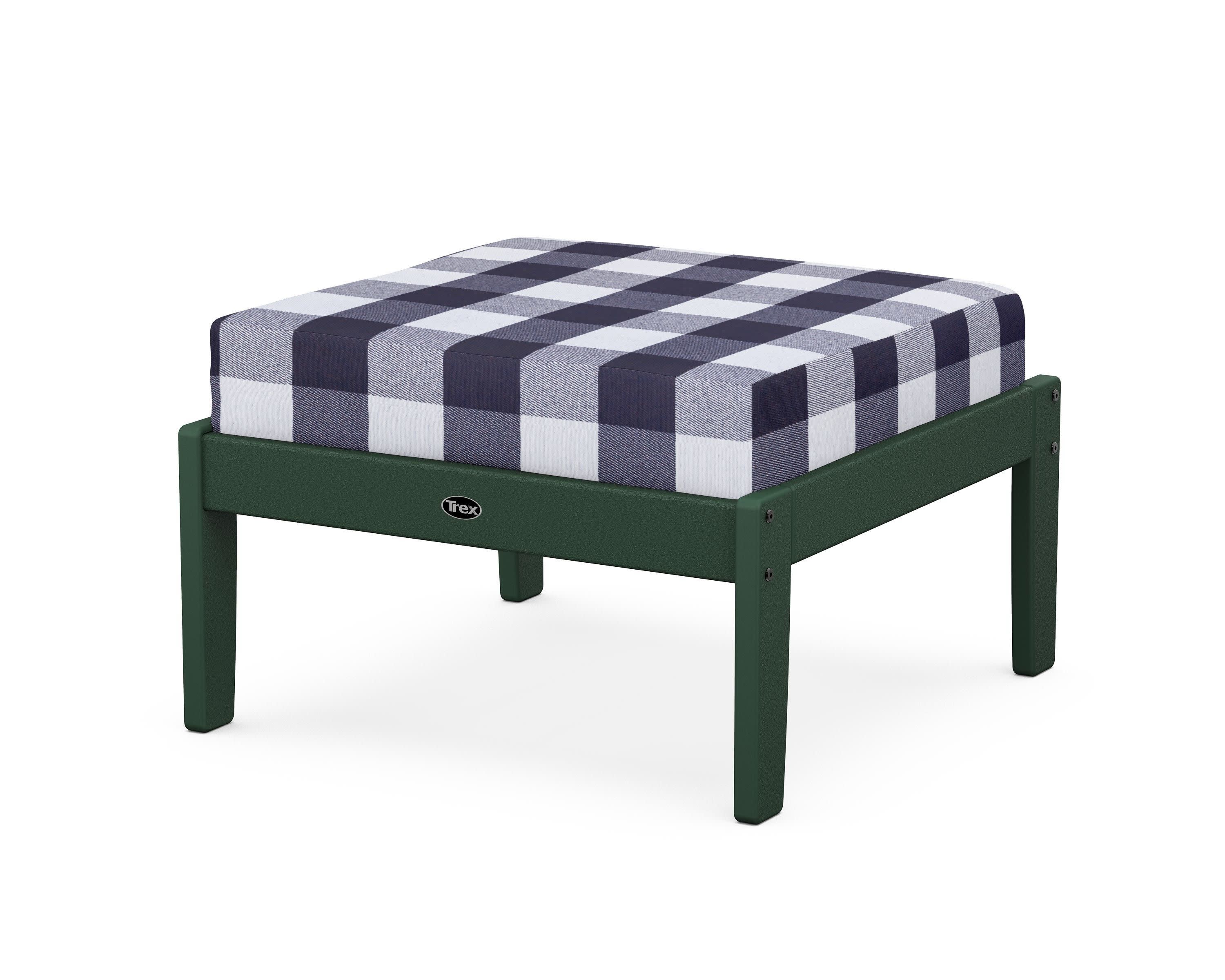 Yacht Club Deep Seating Ottoman in Rainforest Canopy / Buffalo Plaid Navy