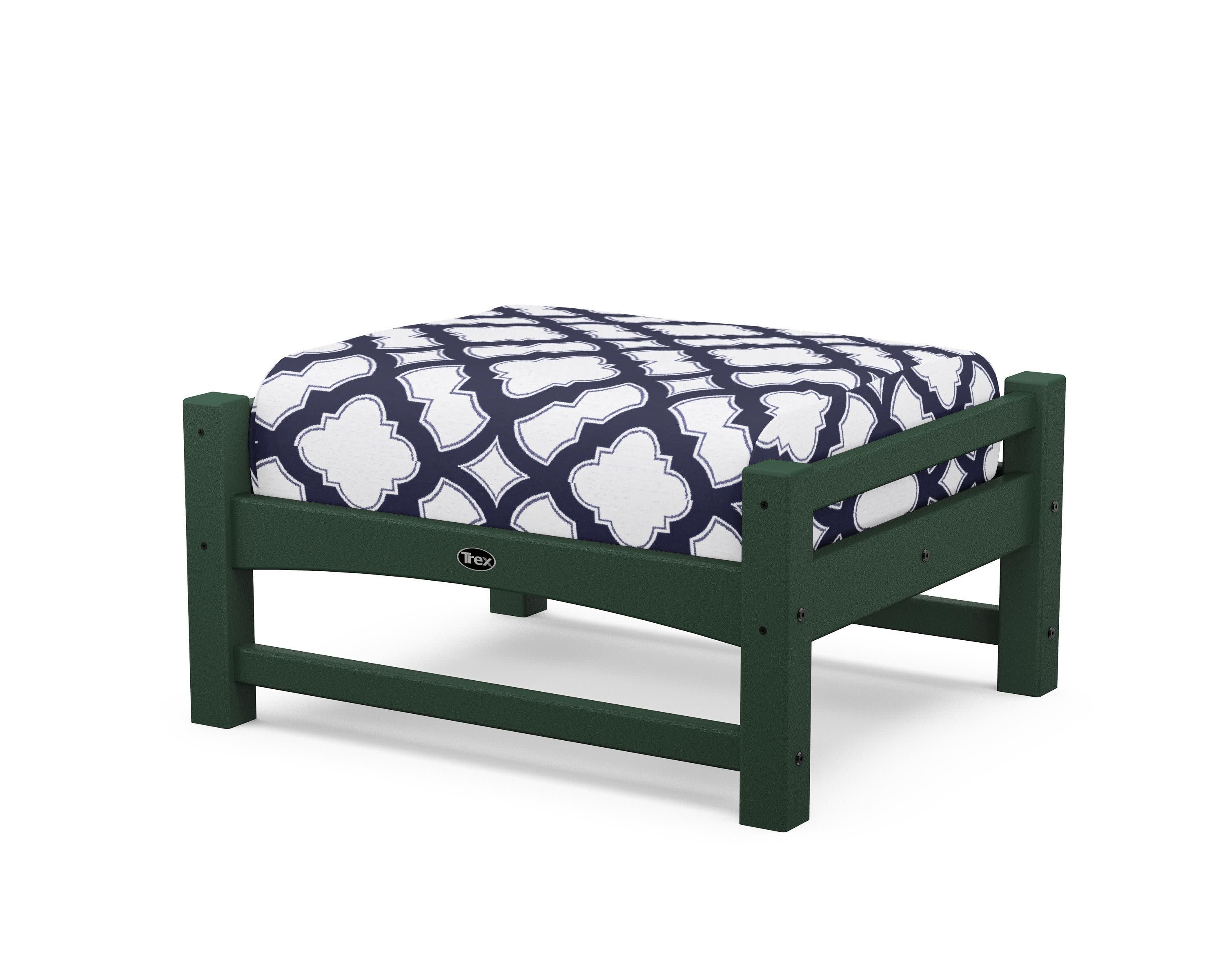 Rockport Club Ottoman in Rainforest Canopy / Trellis Navy