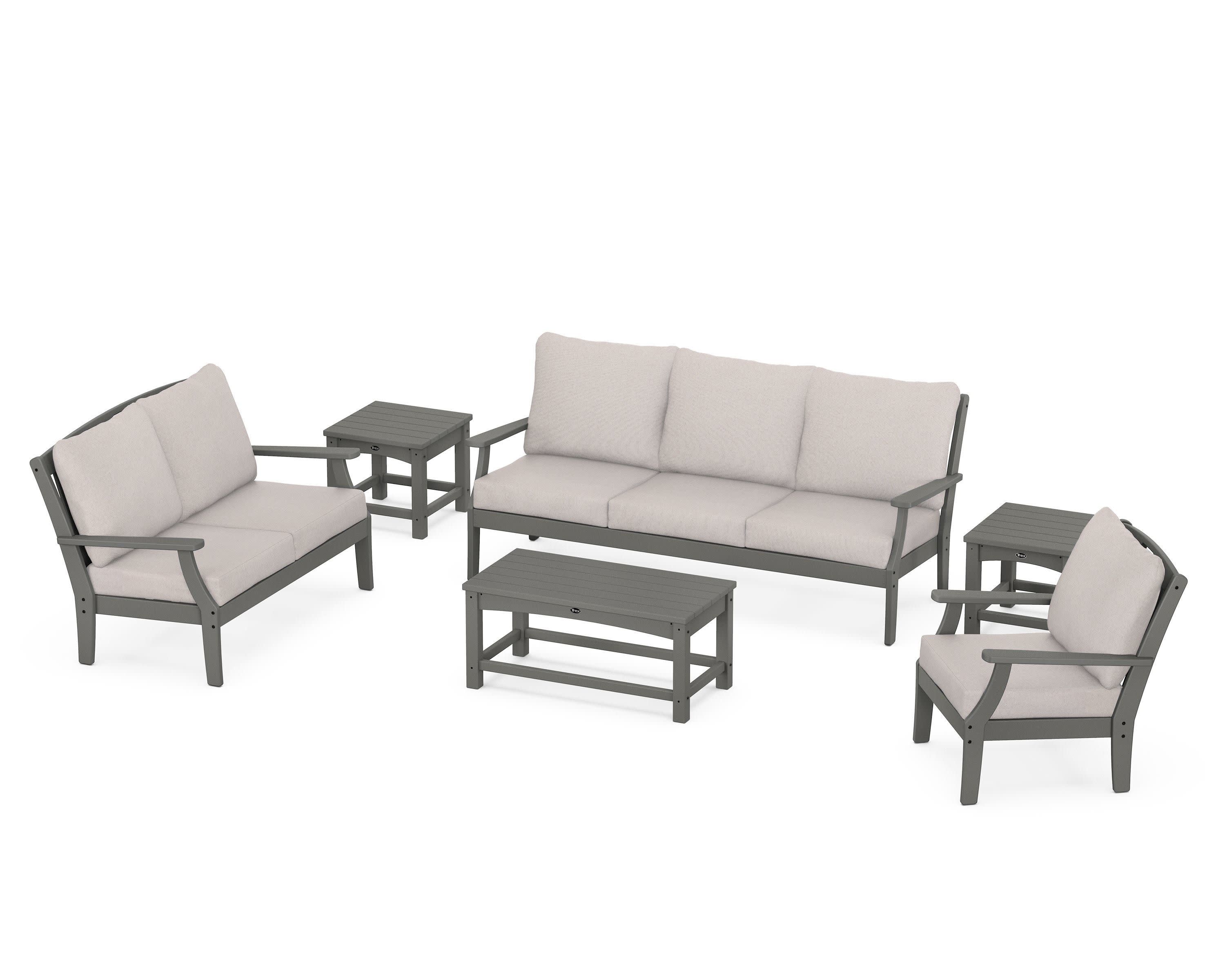 Yacht Club 6-Piece Deep Seating Set in Stepping Stone / Dune Burlap