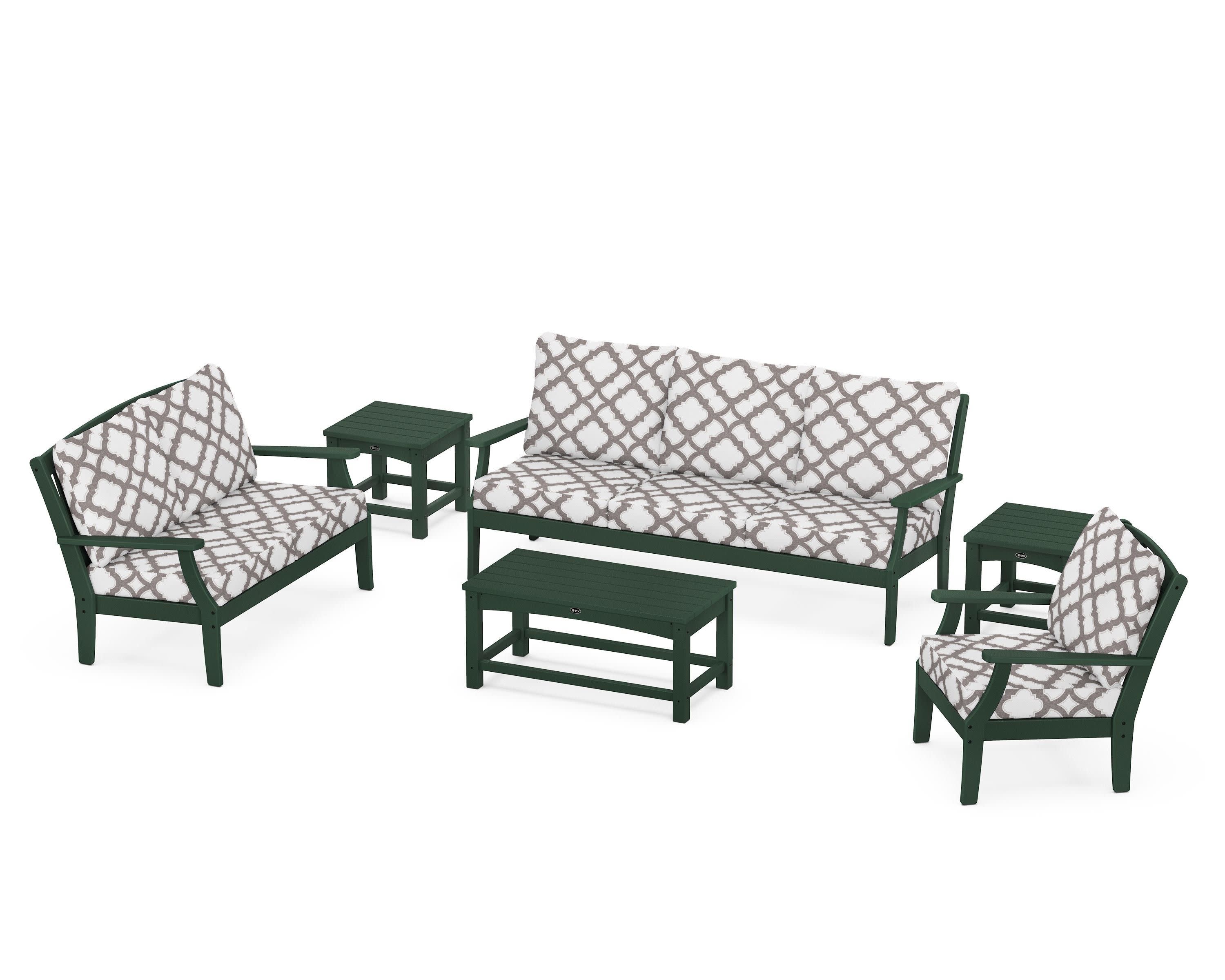 Yacht Club 6-Piece Deep Seating Set in Rainforest Canopy / Trellis Grey Mist