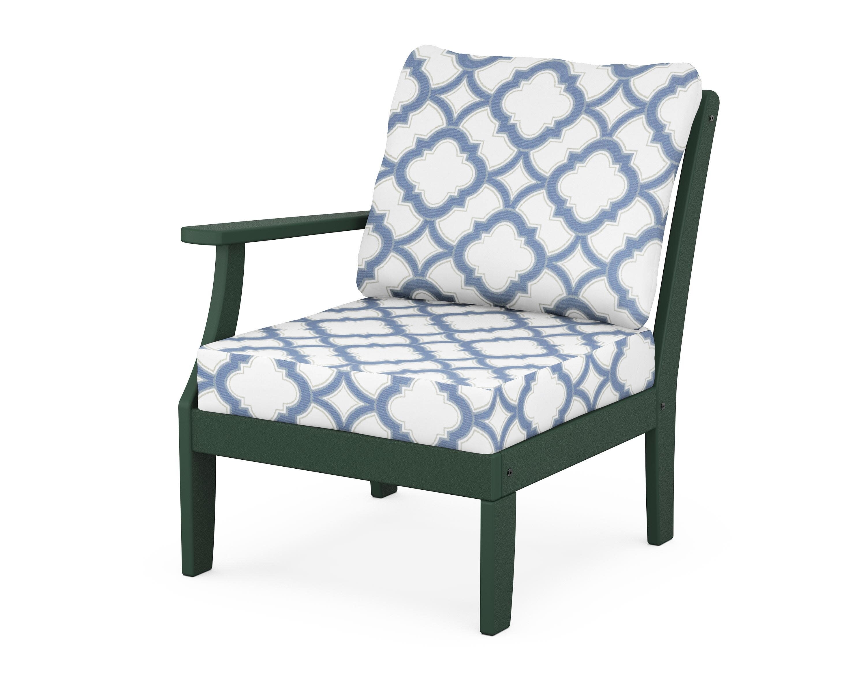Yacht Club Modular Left Arm Chair in Rainforest Canopy / Trellis Sky Blue