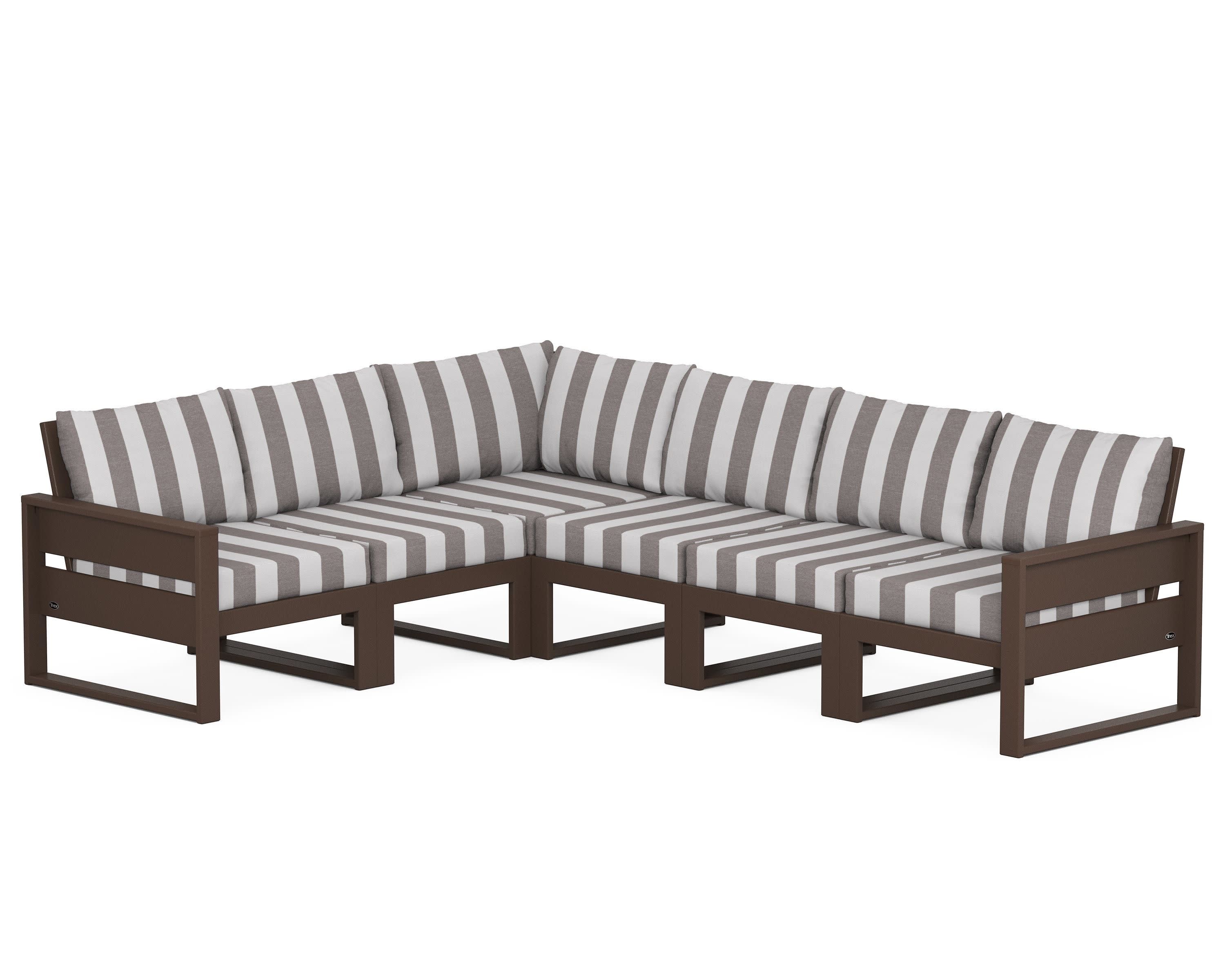 Eastport 6-Piece Sectional in Vintage Lantern / Cabana Stripe Grey Mist