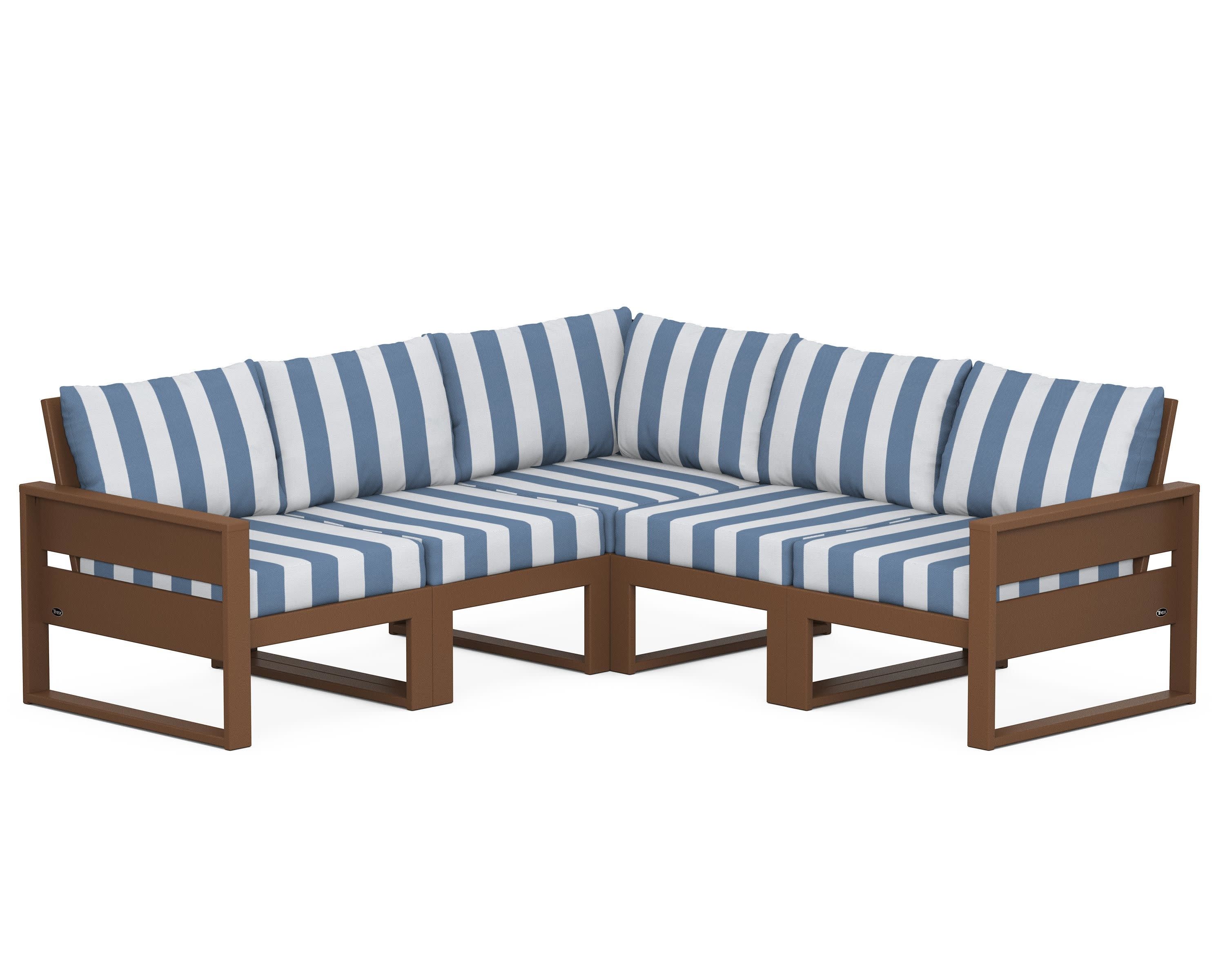Eastport 5-Piece Sectional in Tree House / Cabana Stripe Sky Blue