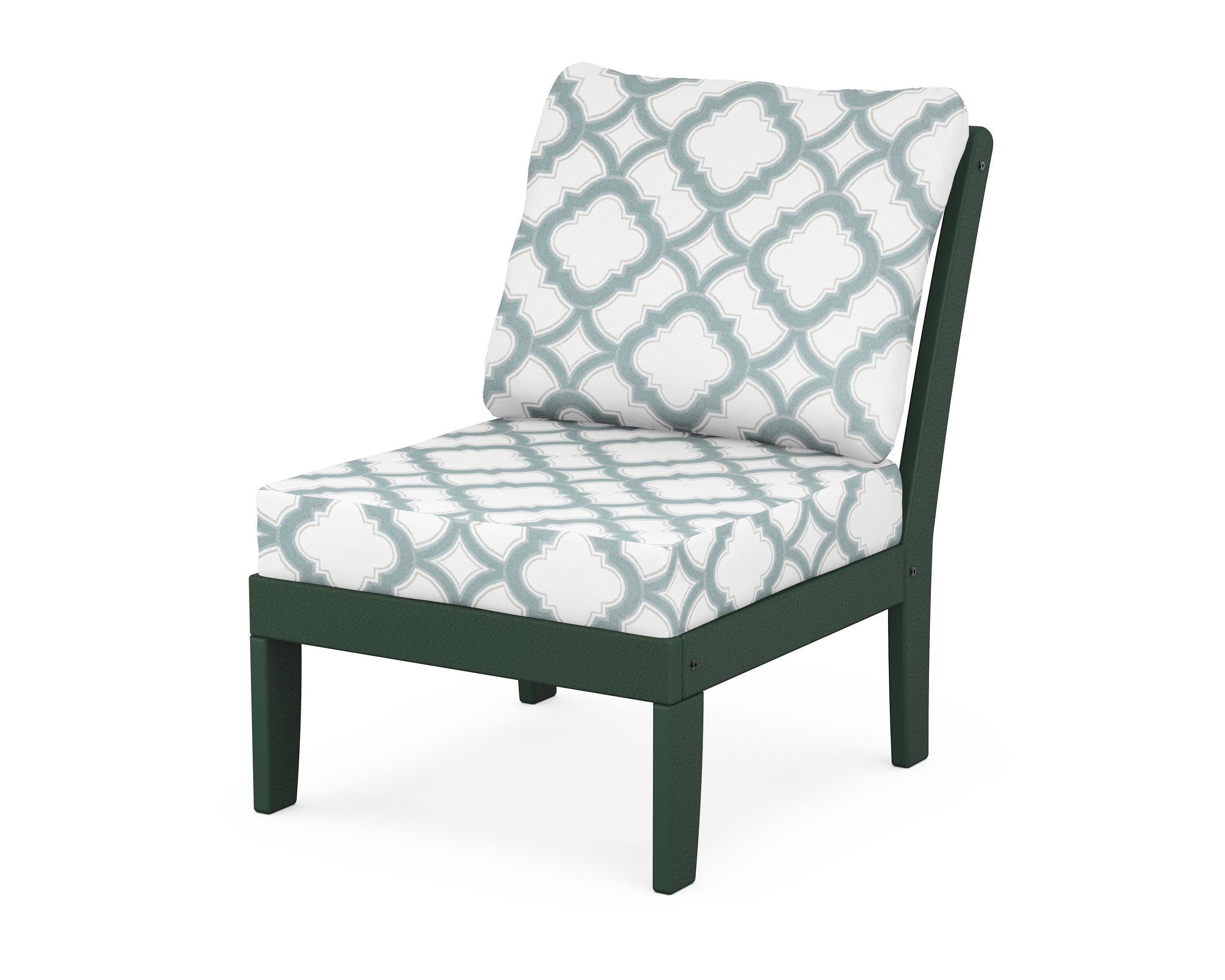 Yacht Club Modular Armless Chair in Rainforest Canopy / Trellis Glacier Spa