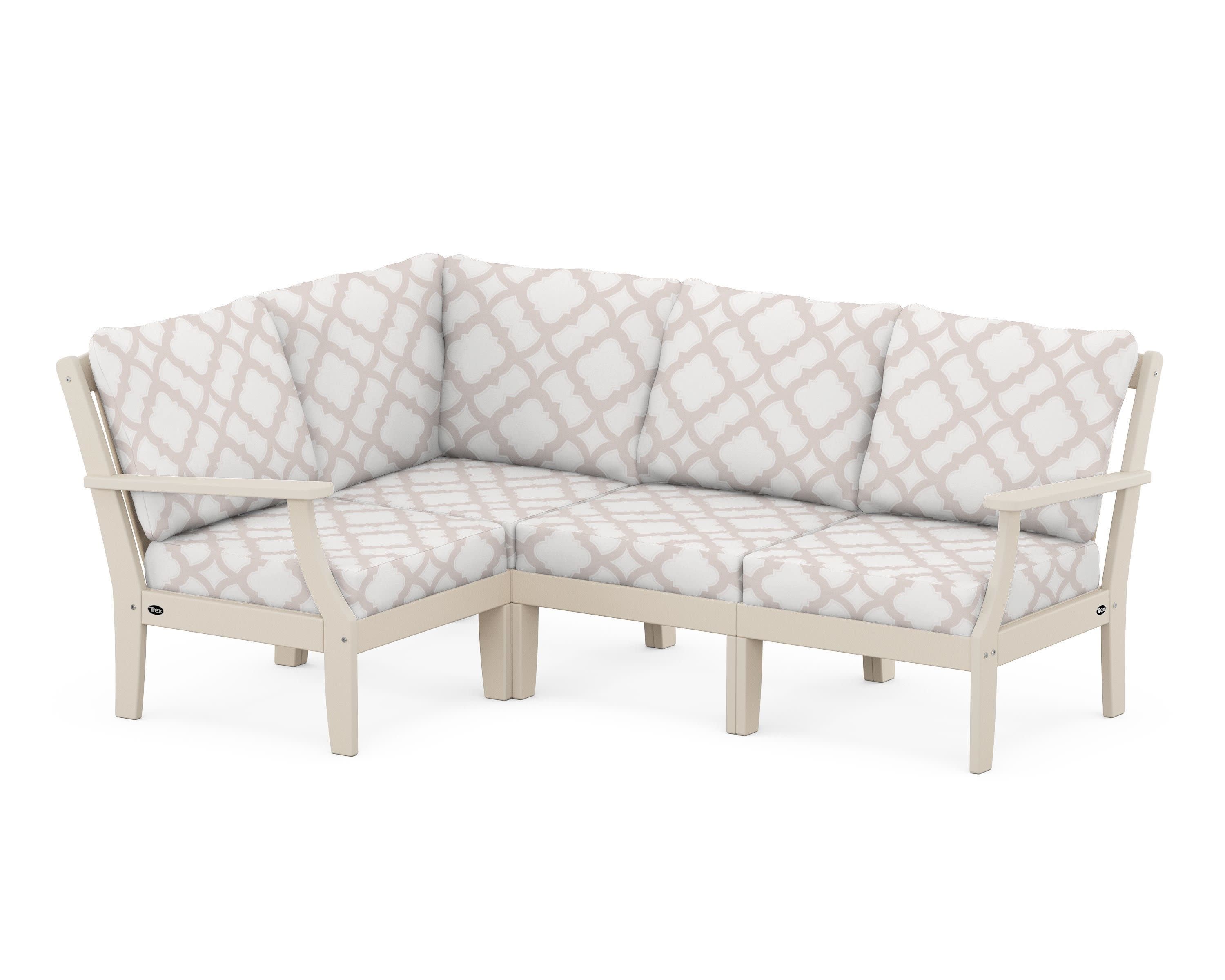 Yacht Club Modular 4-Piece Deep Seating Set in Sand Castle / Trellis Dune Burlap
