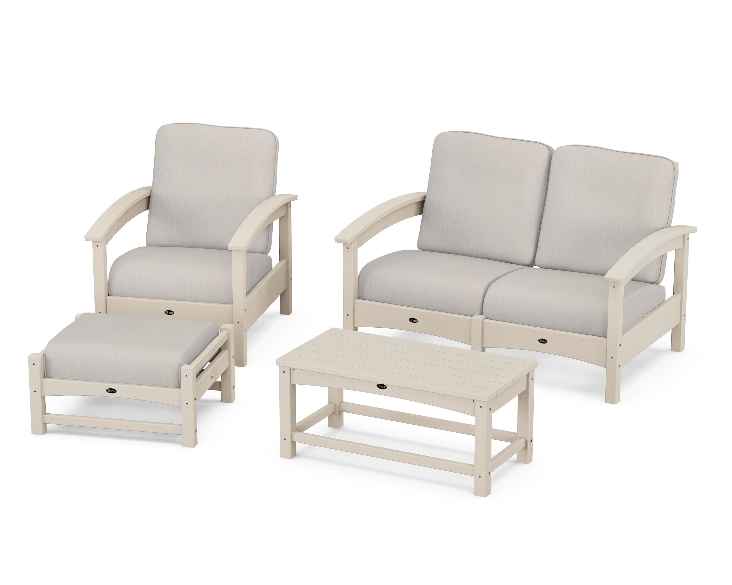 Rockport 4-Piece Deep Seating Conversation Group in Sand Castle / Cast Ash