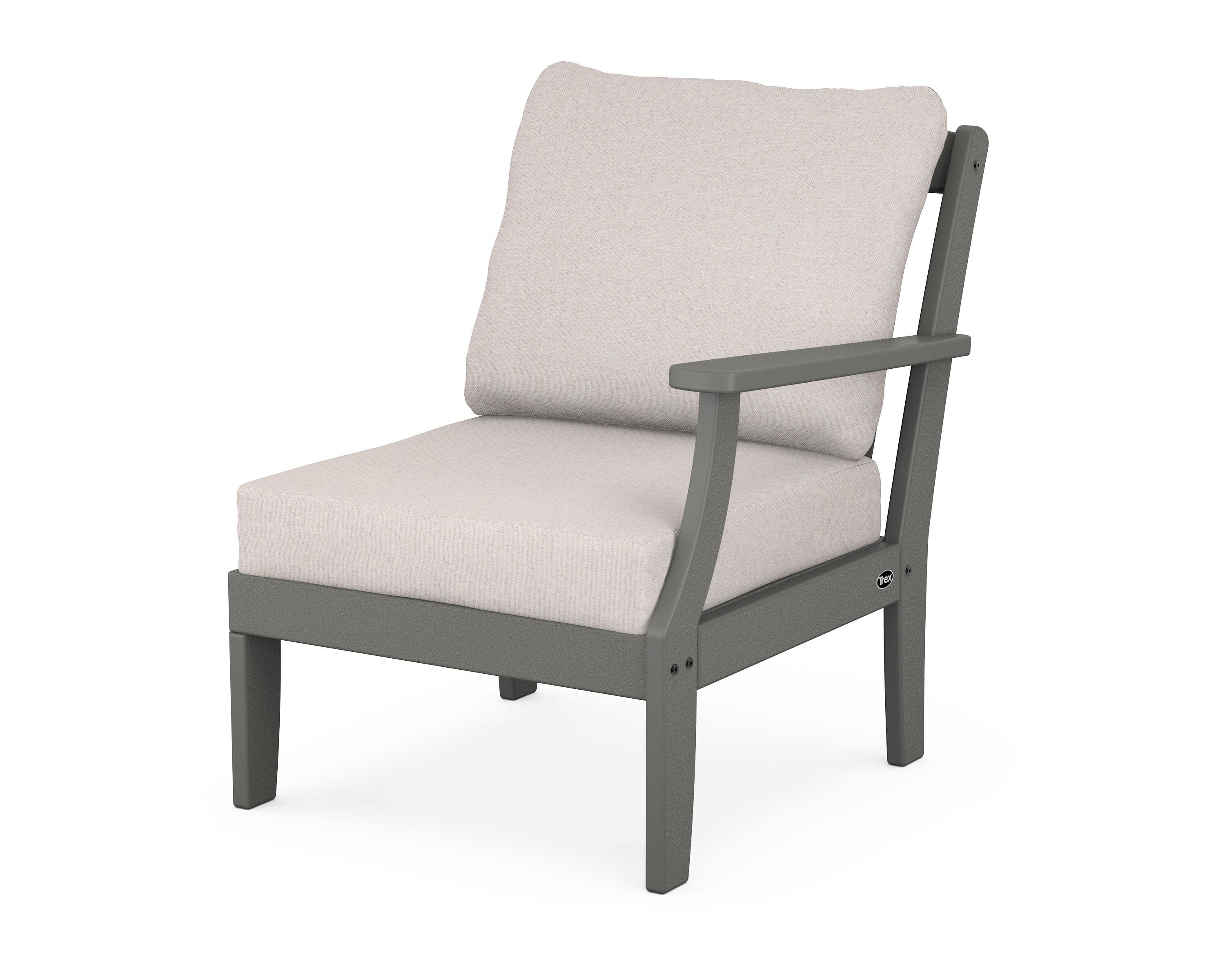 Yacht Club Modular Right Arm Chair in Stepping Stone / Dune Burlap