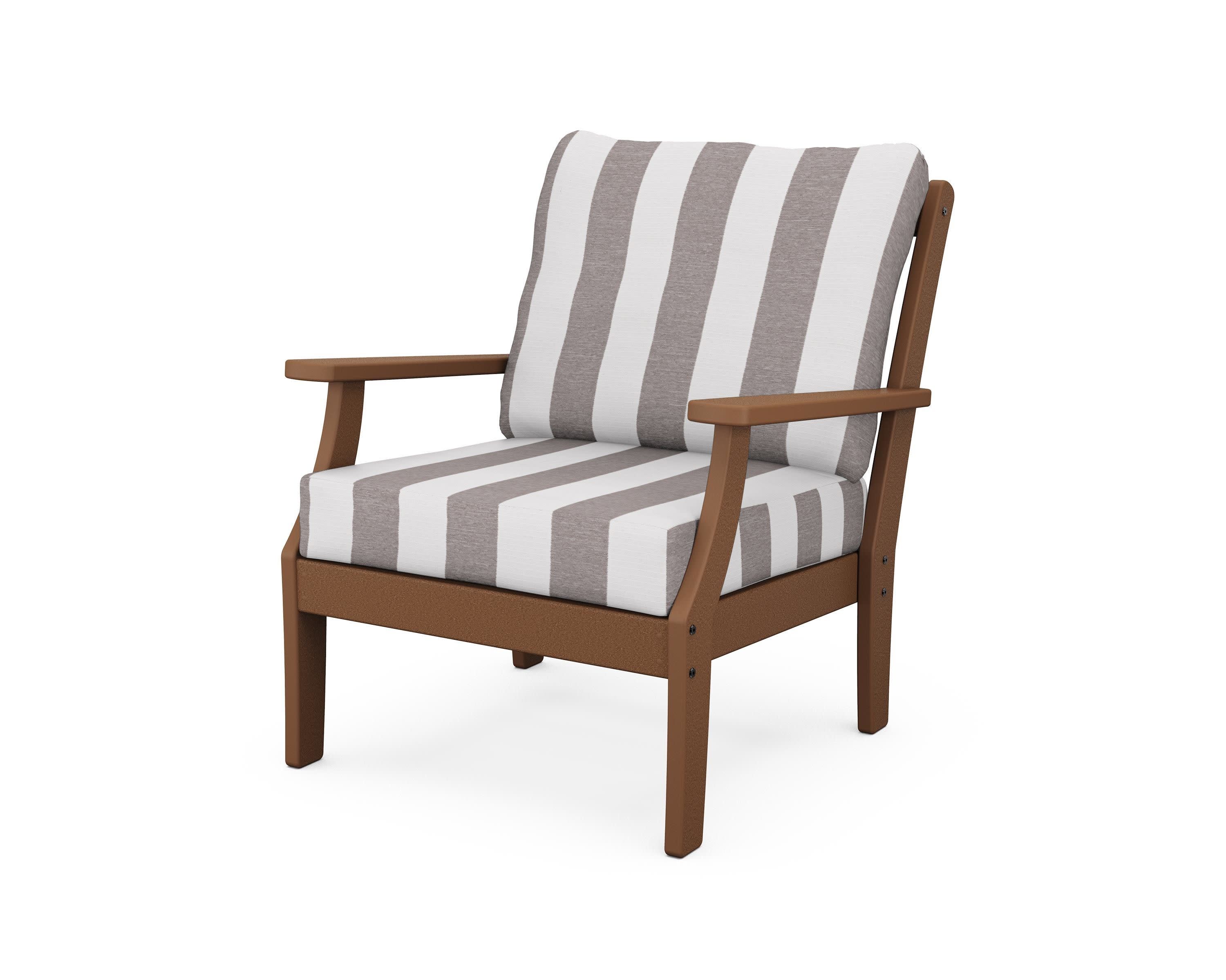 Yacht Club Deep Seating Chair in Tree House / Cabana Stripe Grey Mist