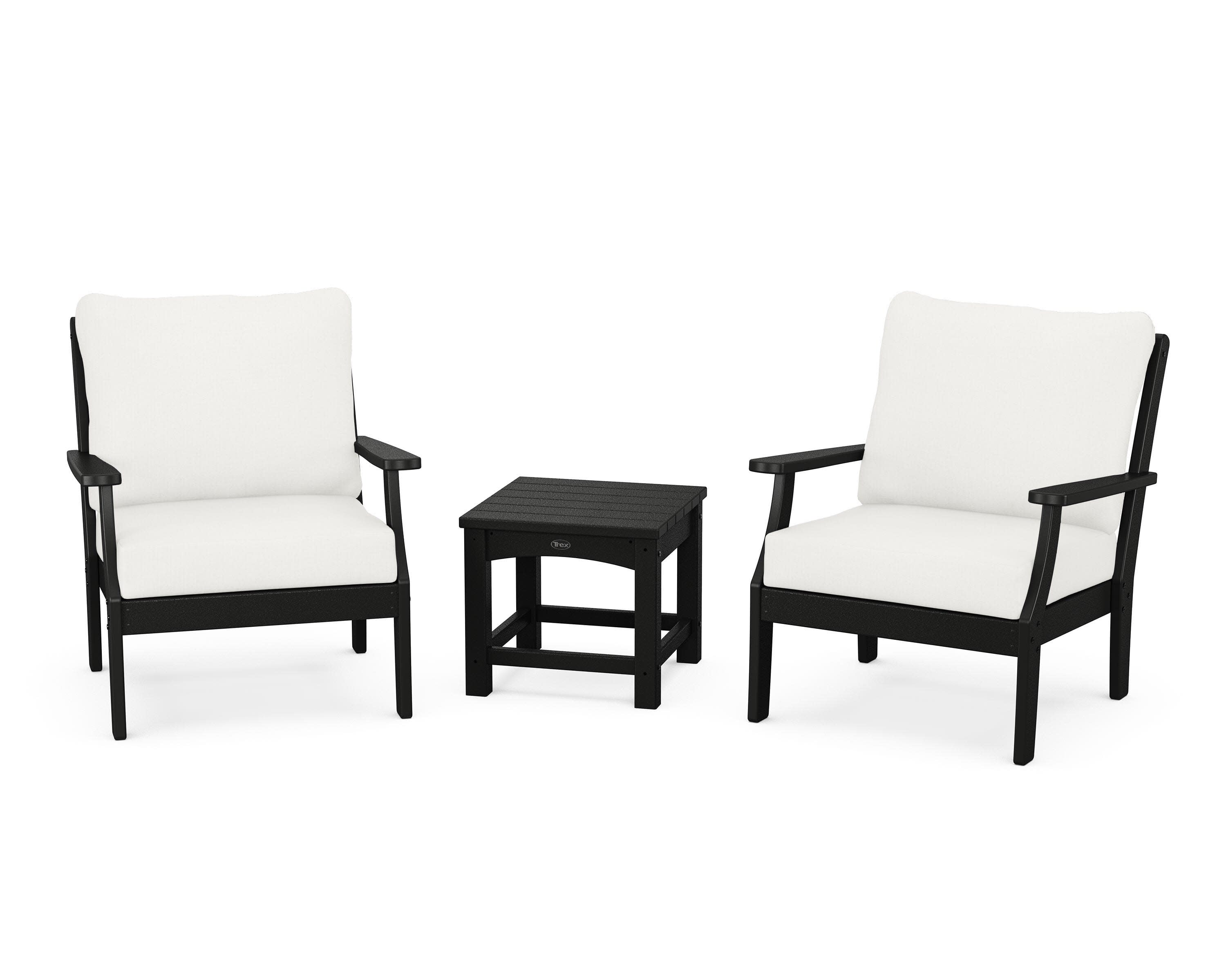 Yacht Club 3-Piece Deep Seating Set in Charcoal Black / Natural Linen