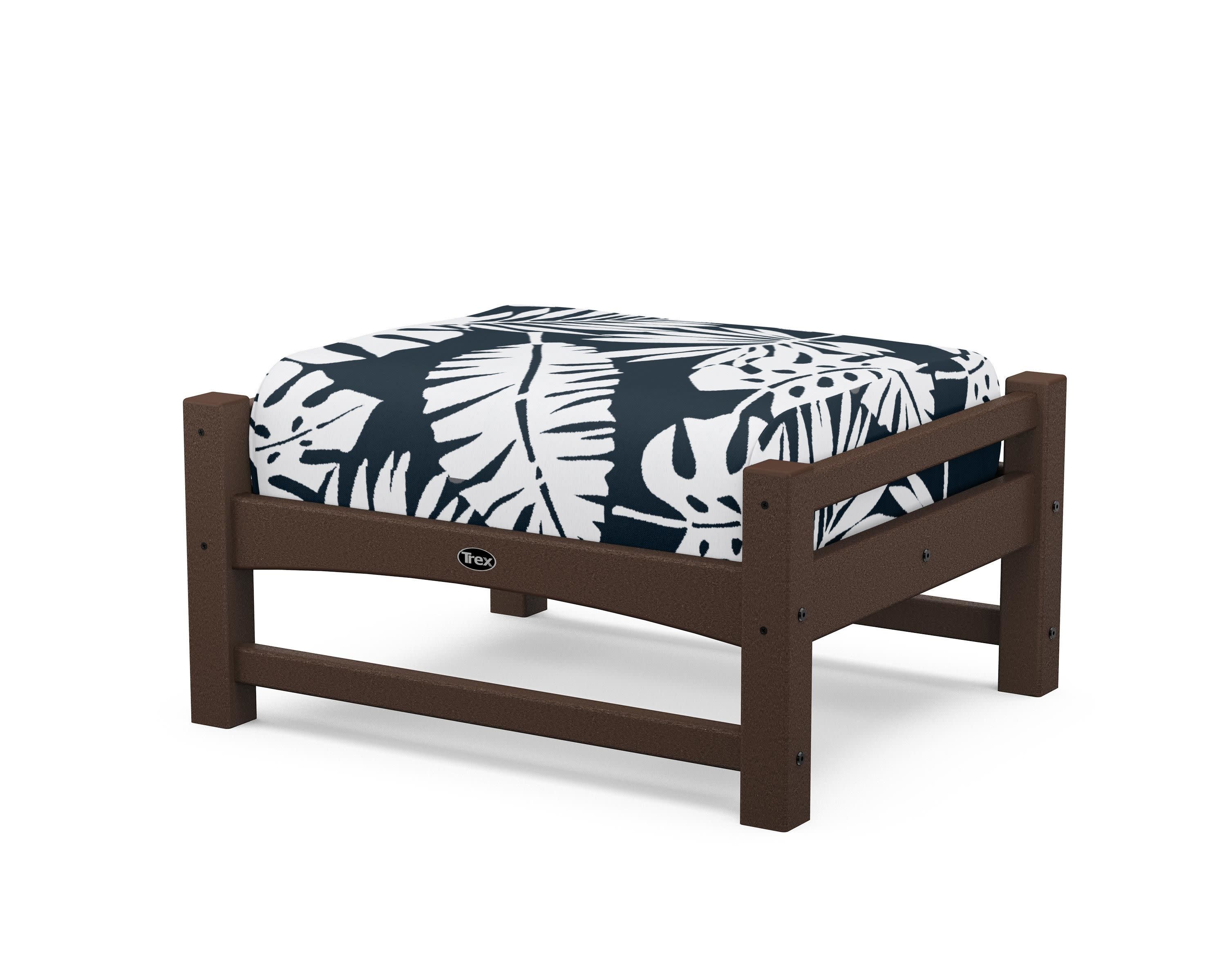 Rockport Club Ottoman in Vintage Lantern / Leaf Marine Indigo