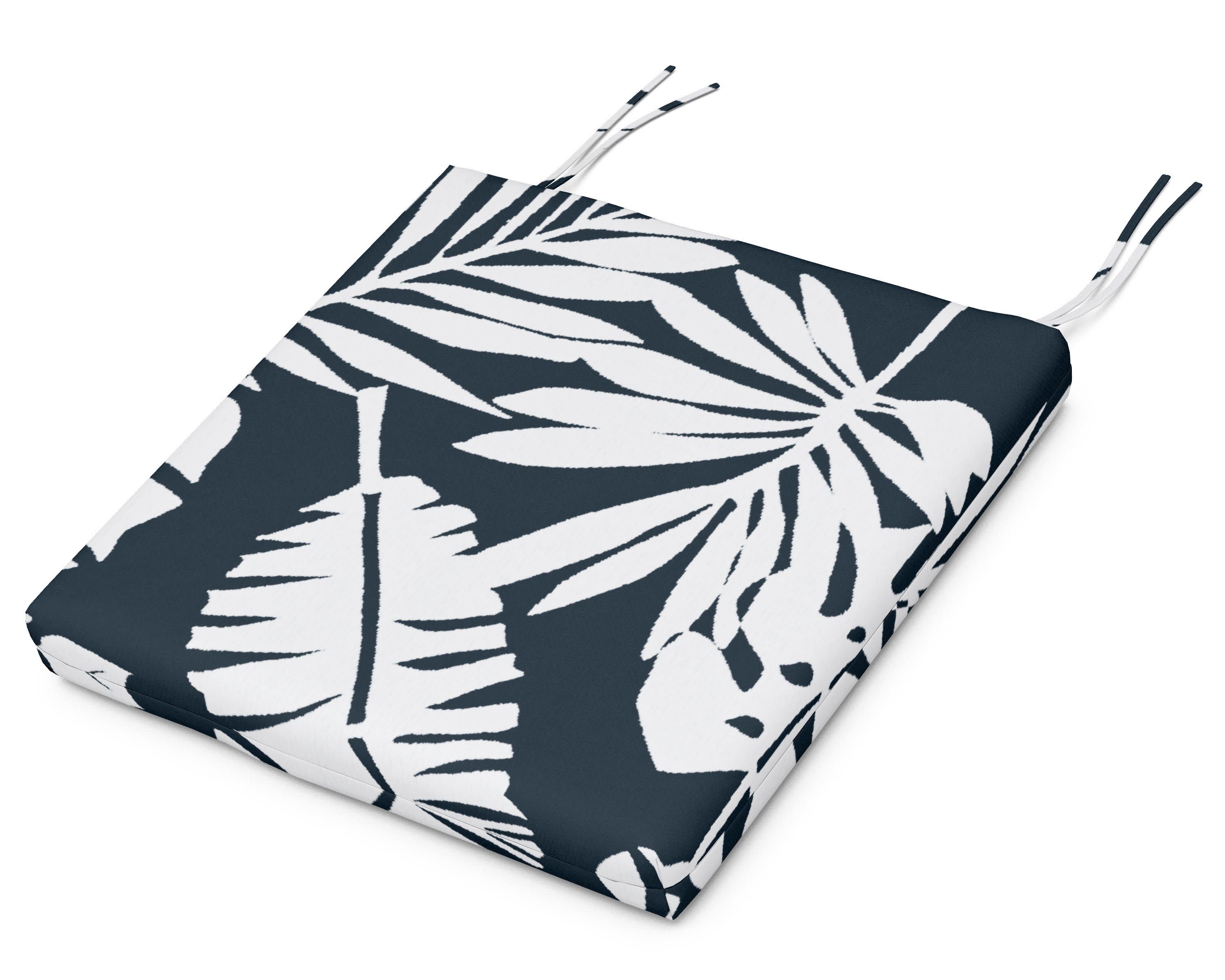 Seat Cushion - 16.5"D x 17.5"W x 2.5"H in Leaf Marine Indigo
