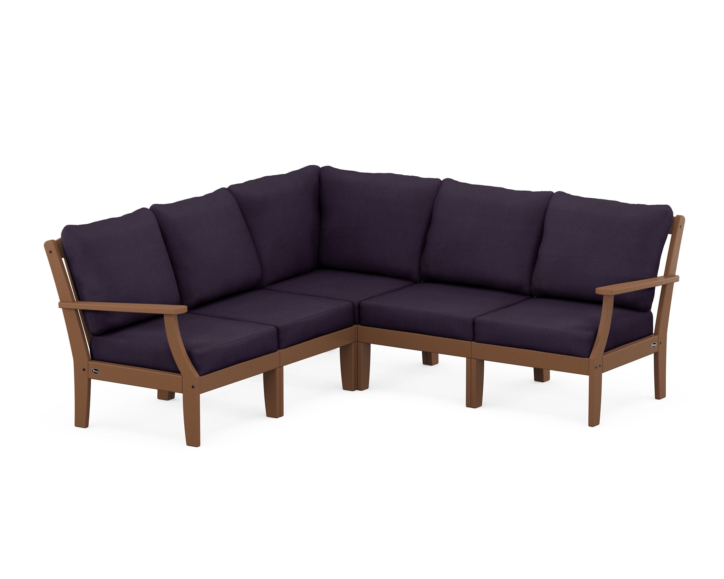 Yacht Club Modular 5-Piece Deep Seating Set in Tree House / Navy Linen