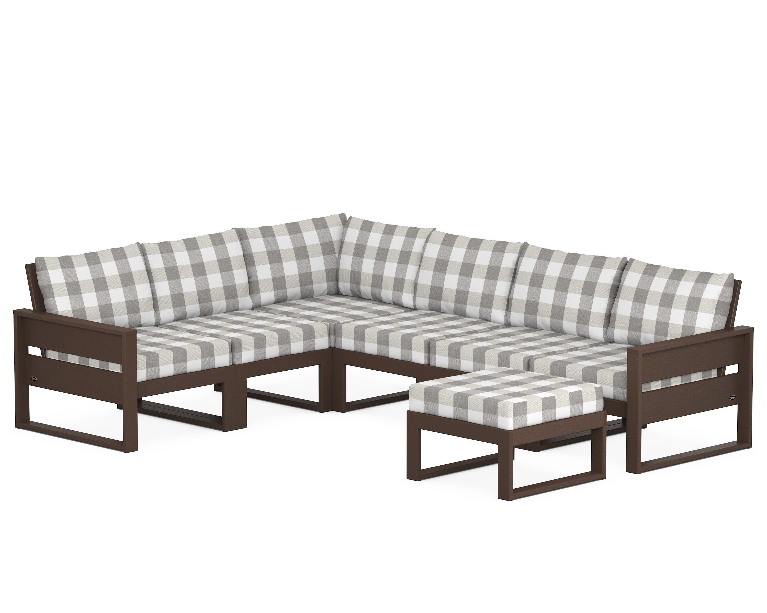 Eastport 6-Piece Sectional with Ottoman in Vintage Lantern / Buffalo Plaid Grey Mist
