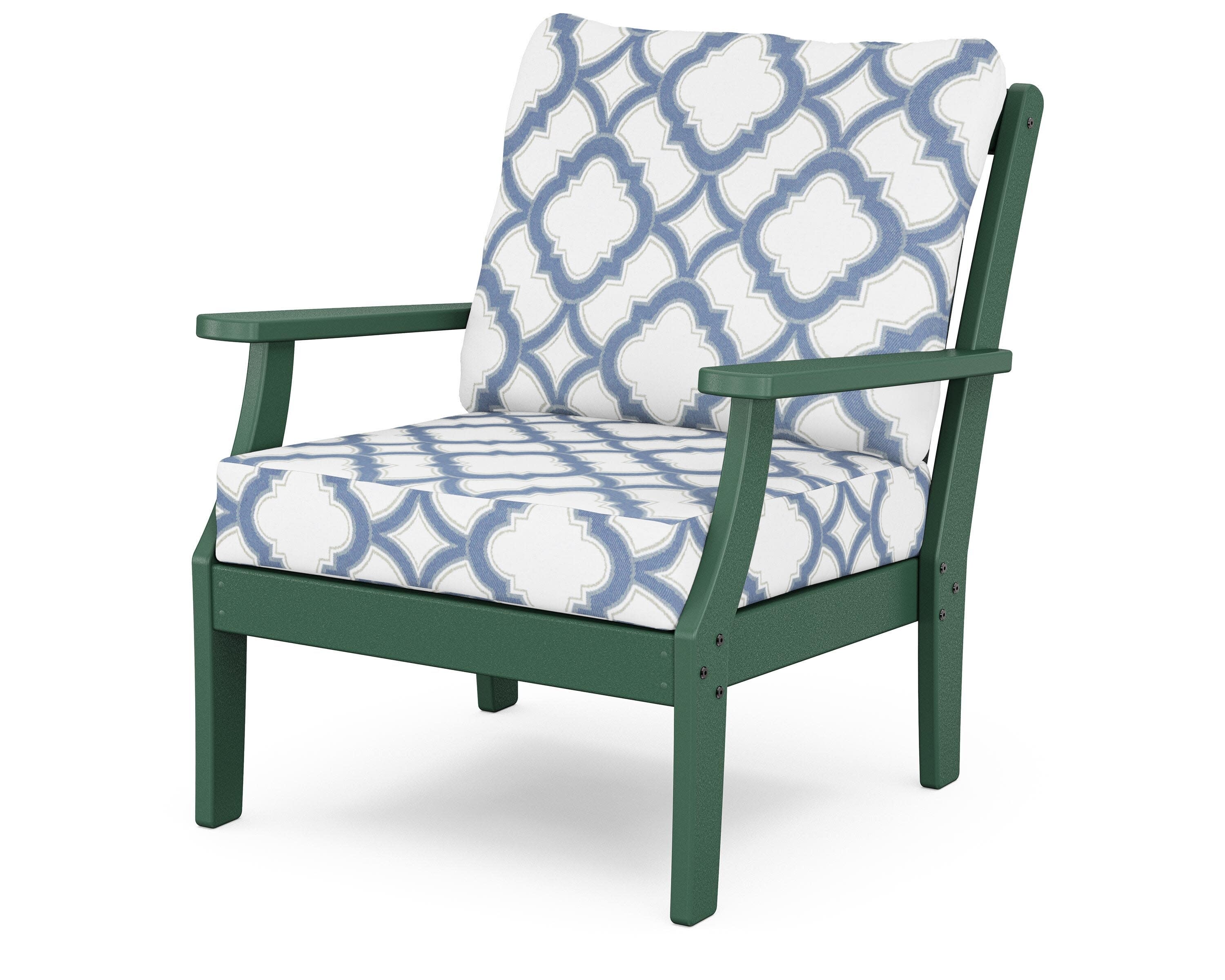 Yacht Club Deep Seating Chair in Rainforest Canopy / Trellis Sky Blue