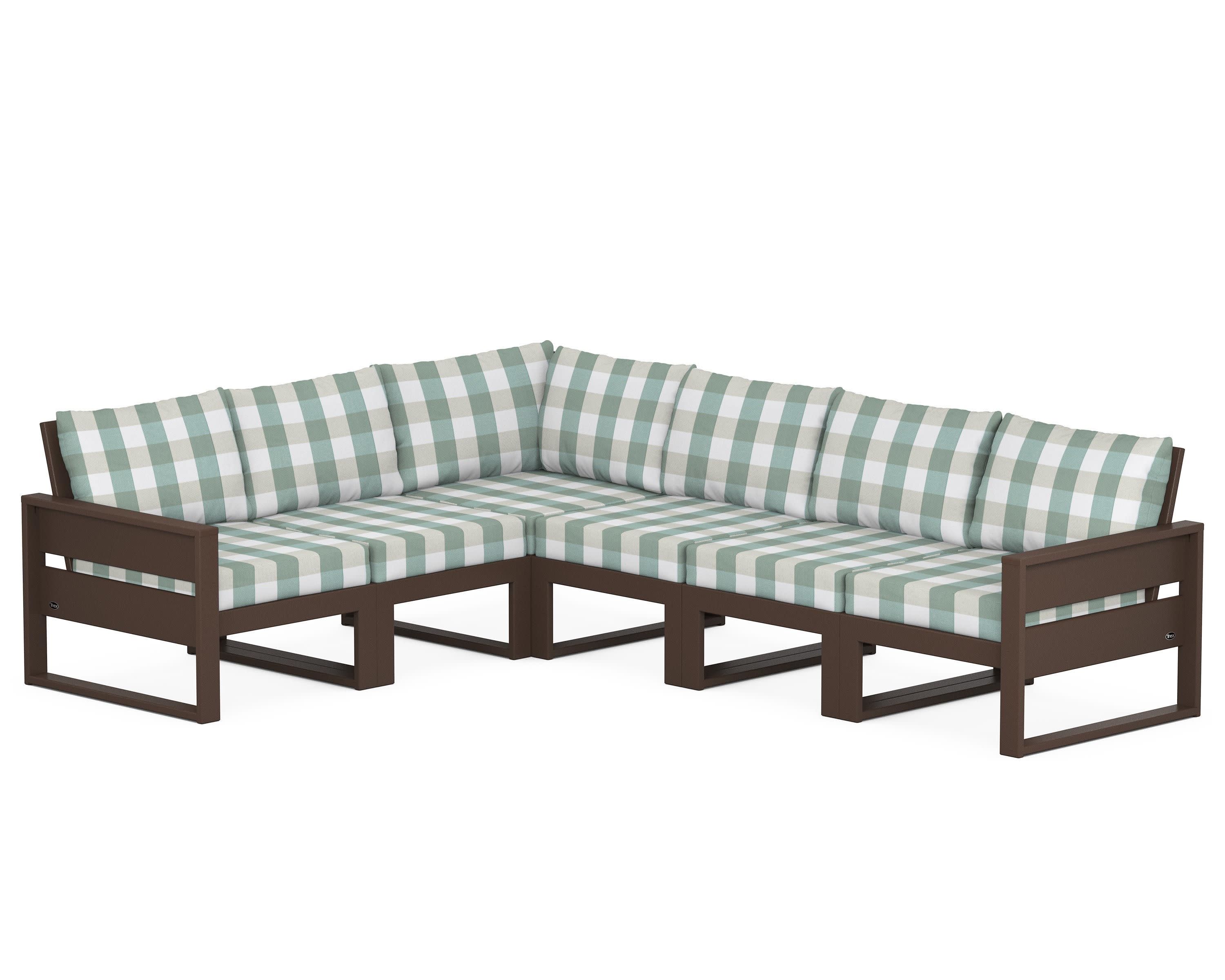 Eastport 6-Piece Sectional in Vintage Lantern / Buffalo Plaid Glacier Spa