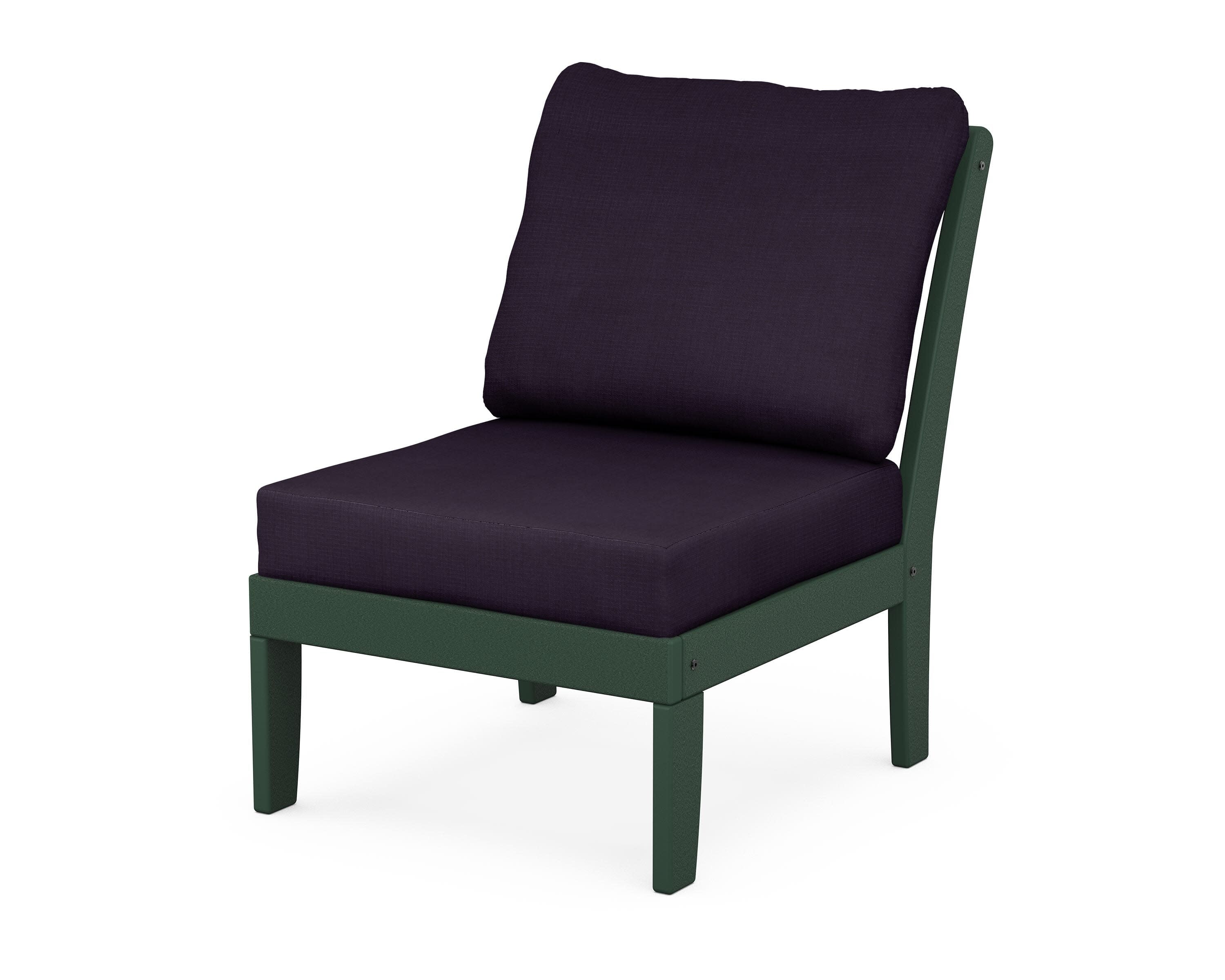 Yacht Club Modular Armless Chair in Rainforest Canopy / Navy Linen