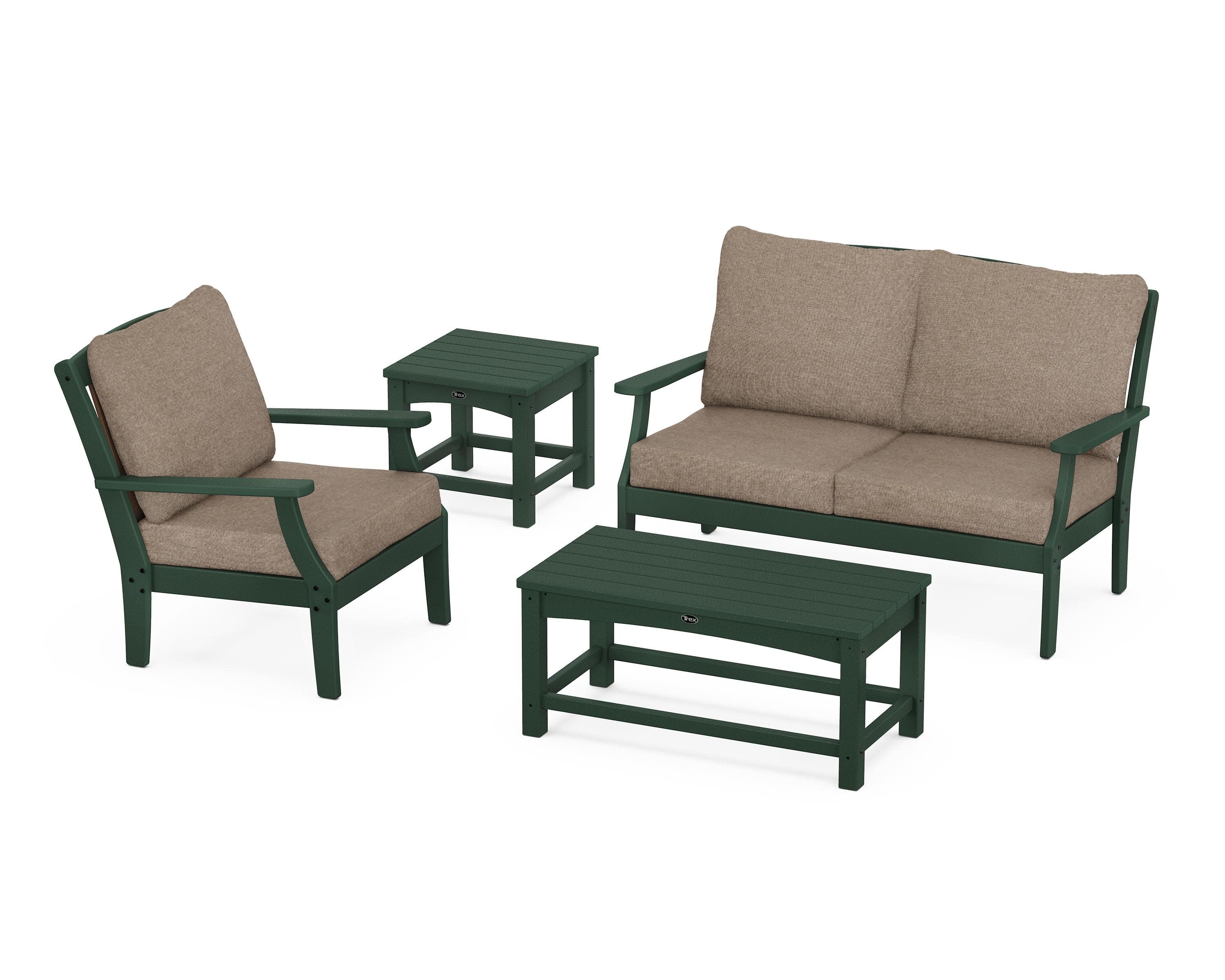 Yacht Club 4-Piece Deep Seating Set in Rainforest Canopy / Spiced Burlap