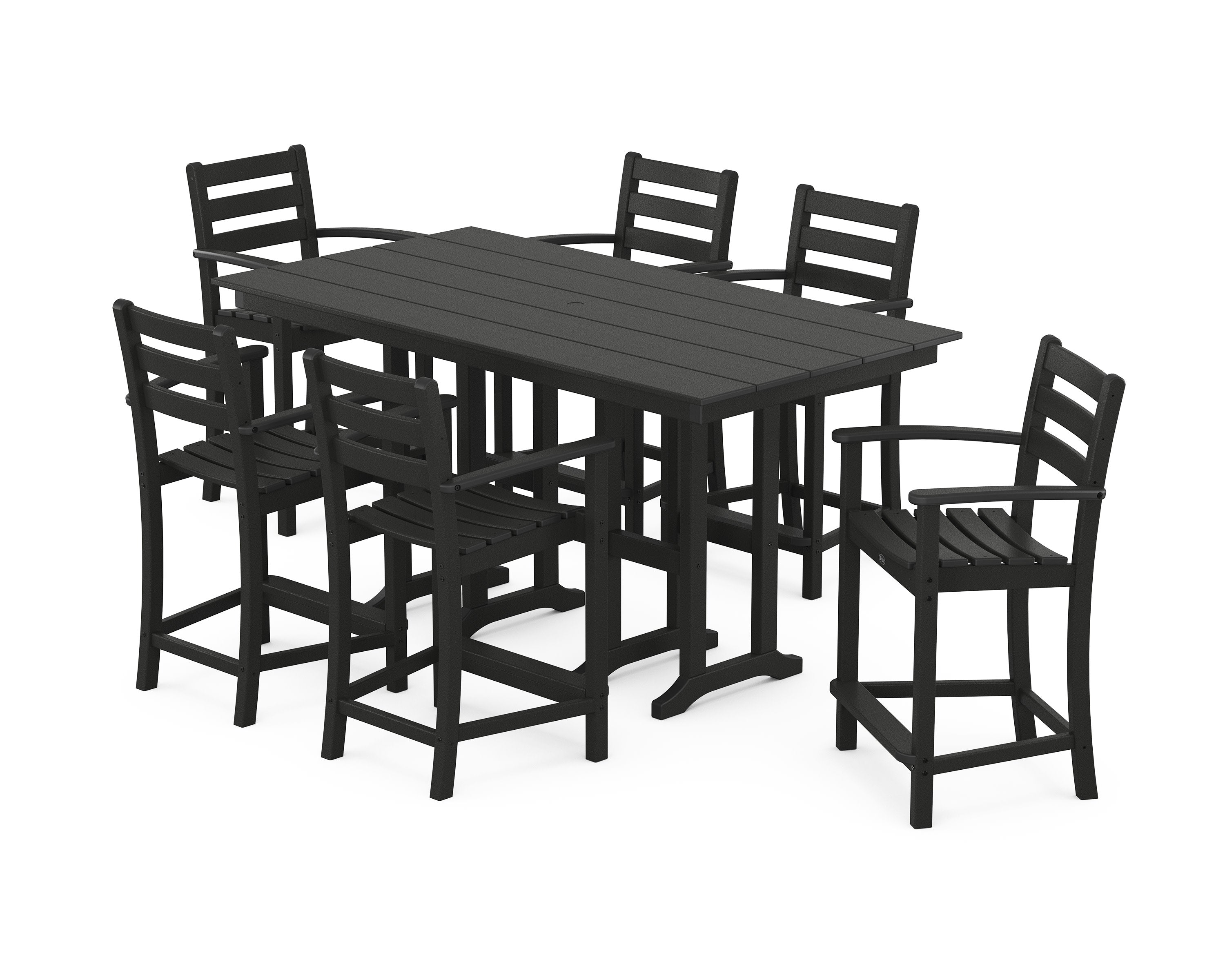 Monterey Bay 7-Piece Farmhouse Arm Chair Counter Set in Charcoal Black