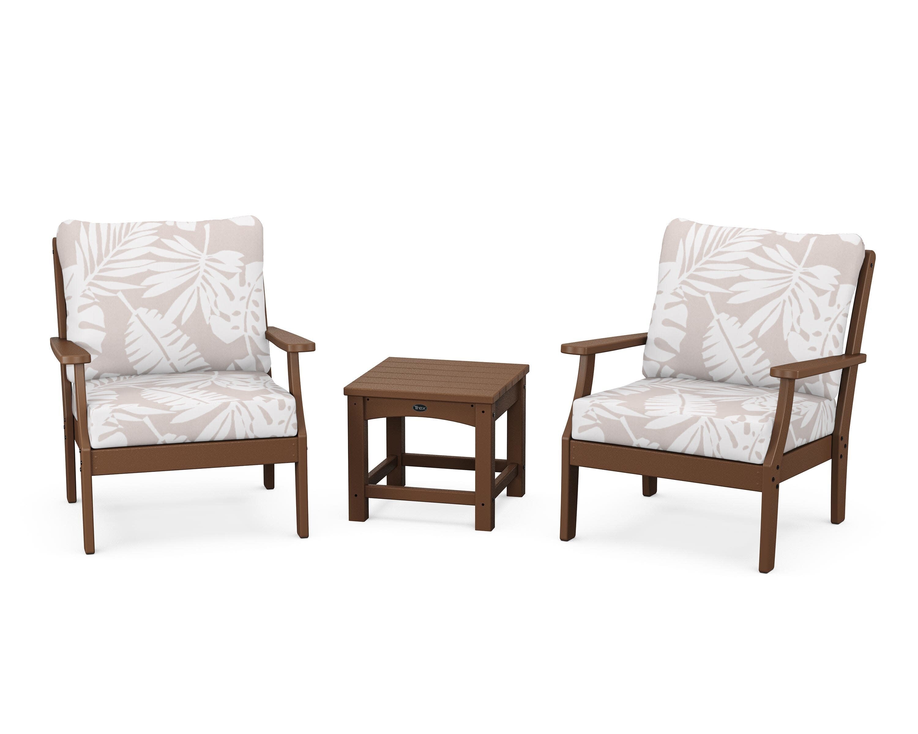 Yacht Club 3-Piece Deep Seating Set in Tree House / Leaf Dune Burlap