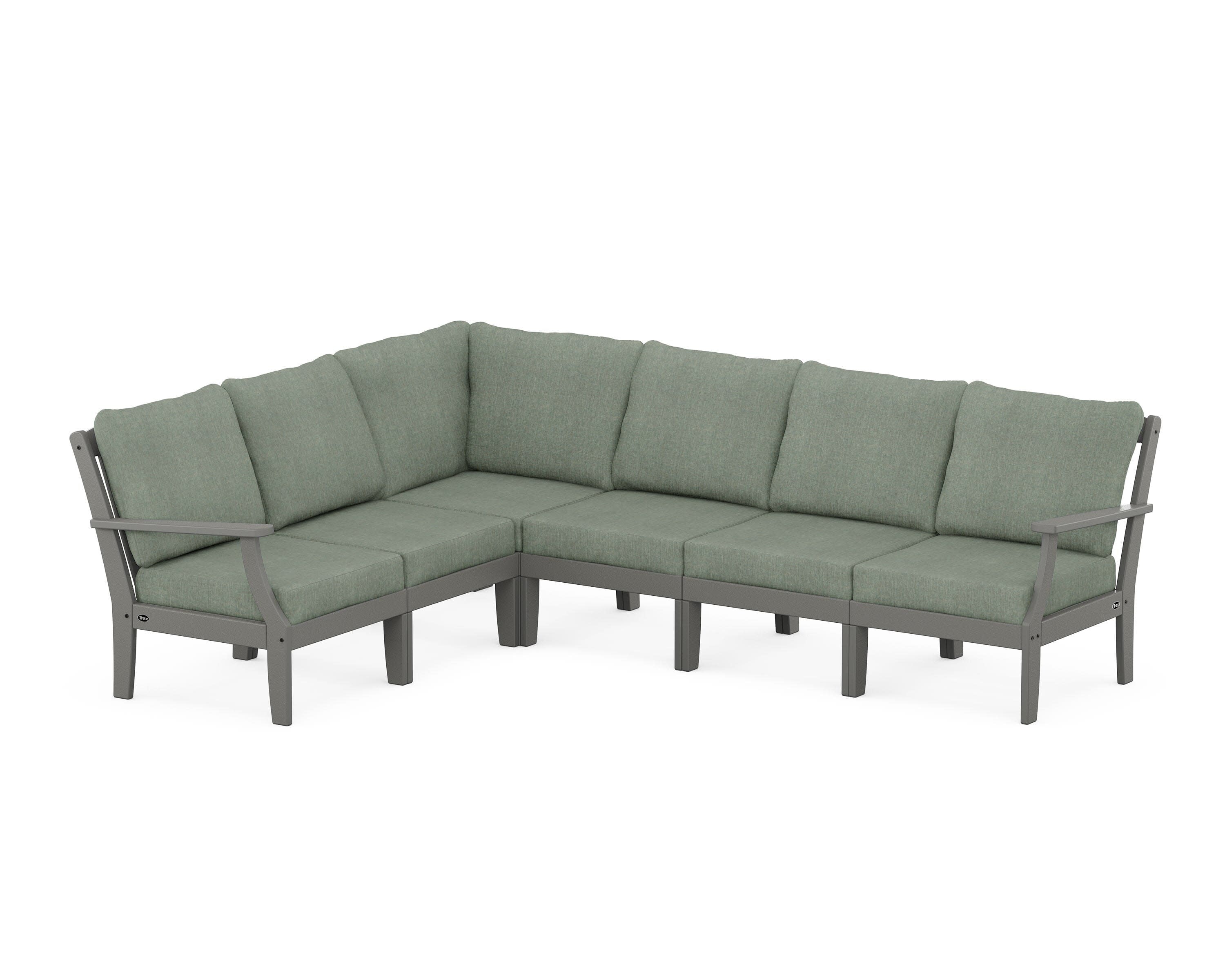 Yacht Club Modular 6-Piece Deep Seating Set in Stepping Stone / Cast Sage