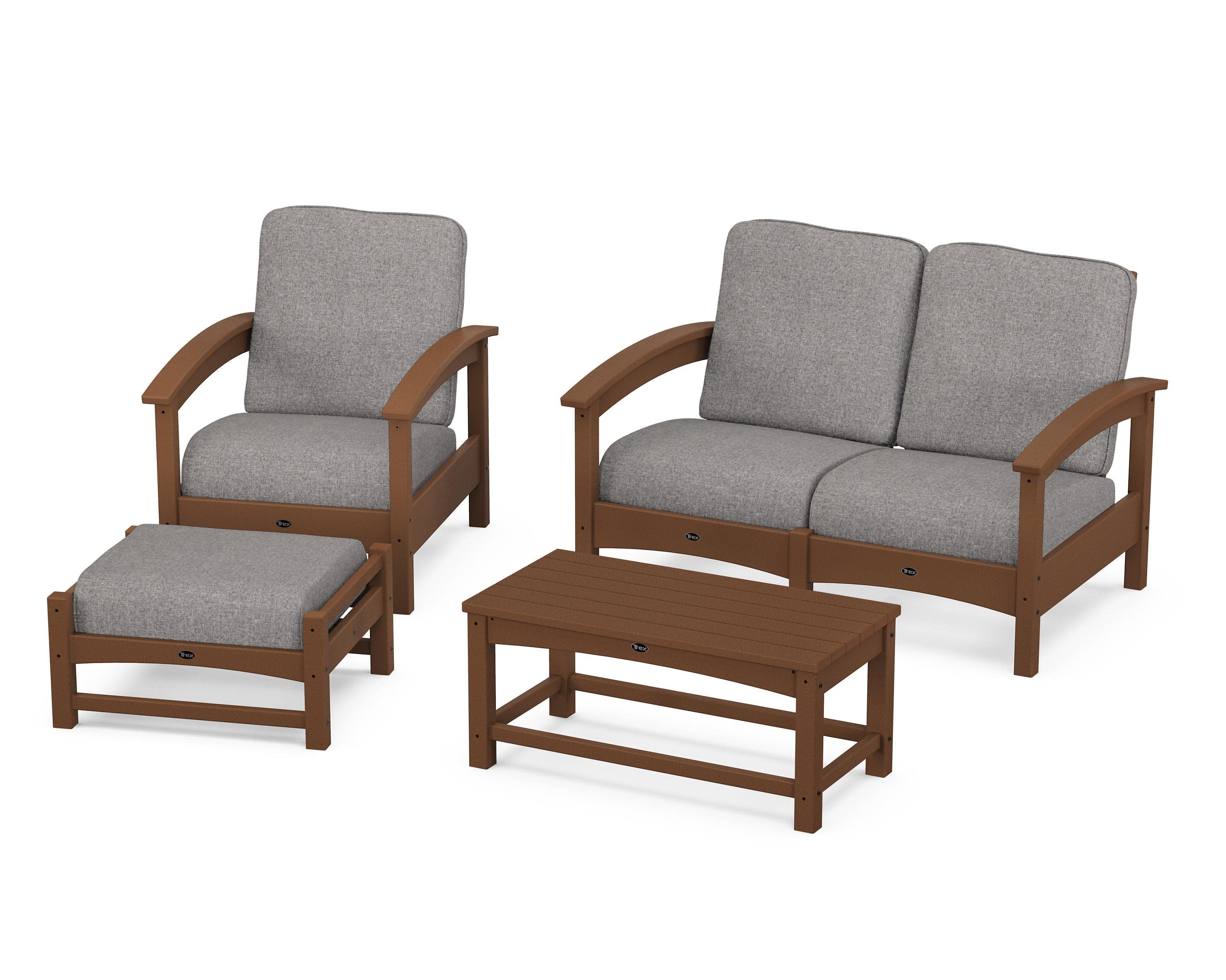 Rockport 4-Piece Deep Seating Conversation Group in Tree House / Grey Mist