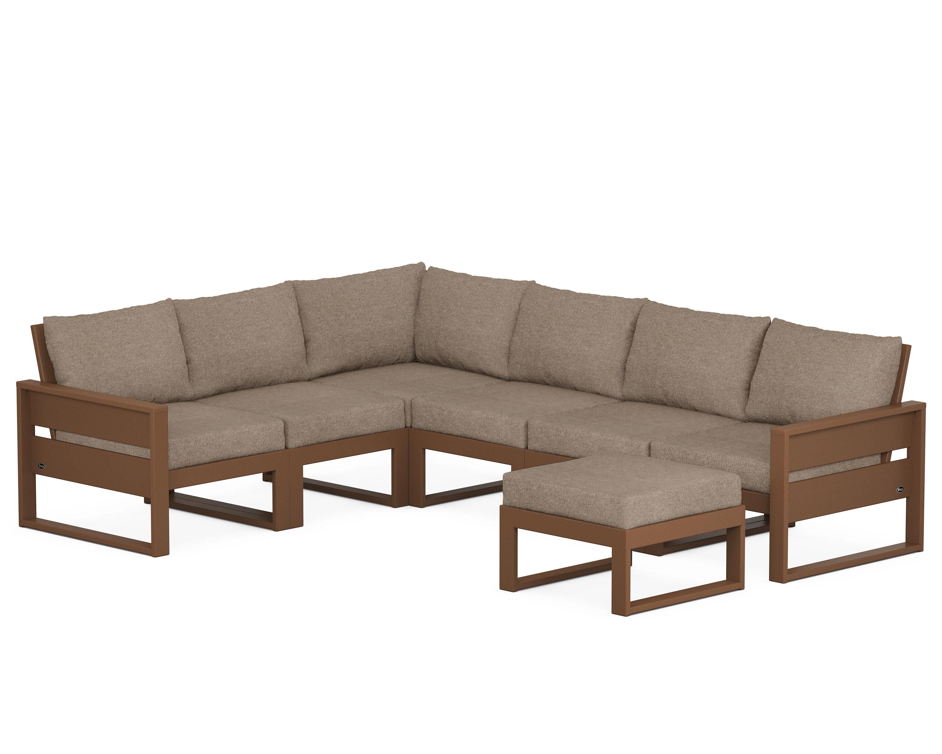 Eastport 6-Piece Sectional with Ottoman in Tree House / Spiced Burlap