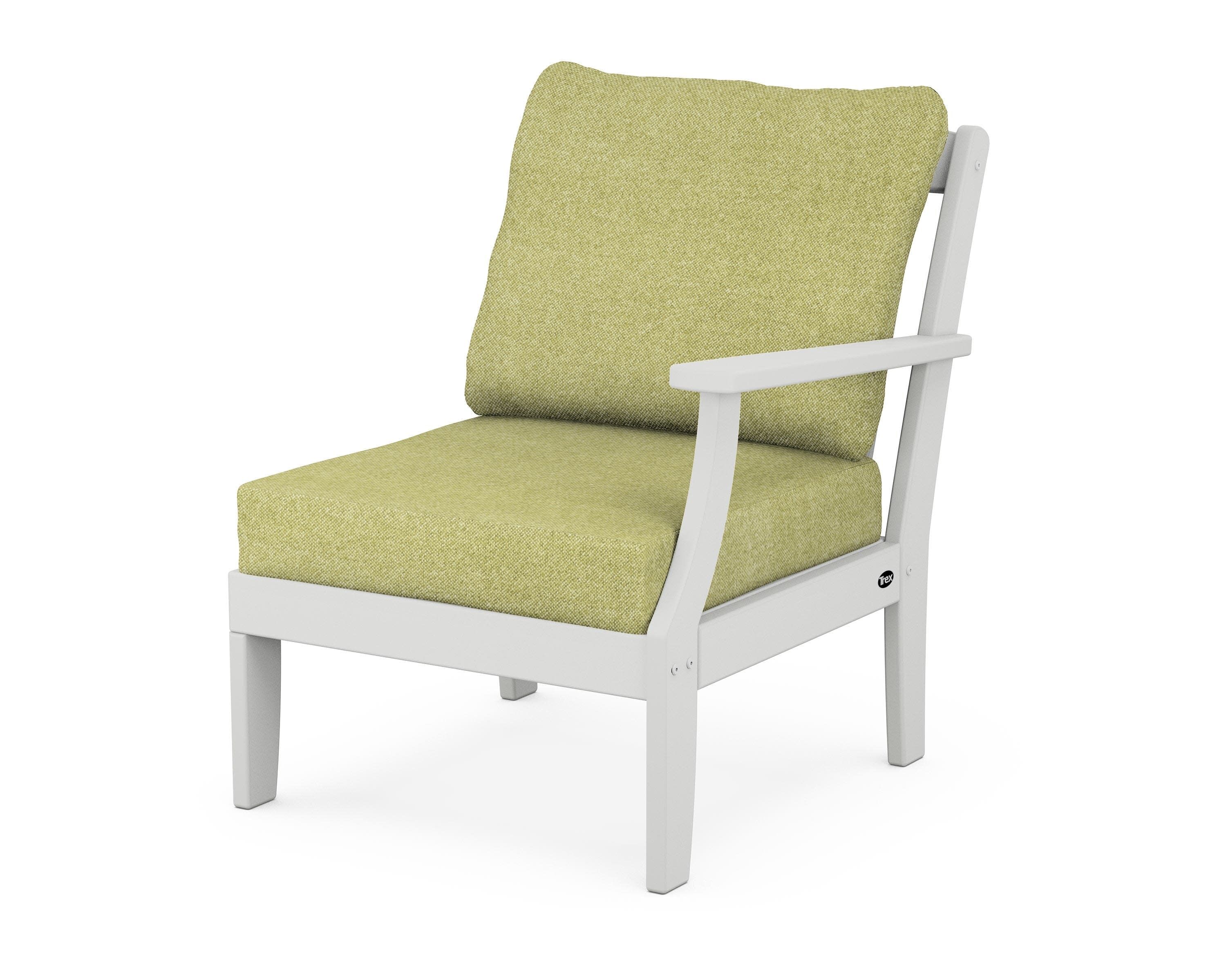 Yacht Club Modular Right Arm Chair in Classic White / Chartreuse Boucle
