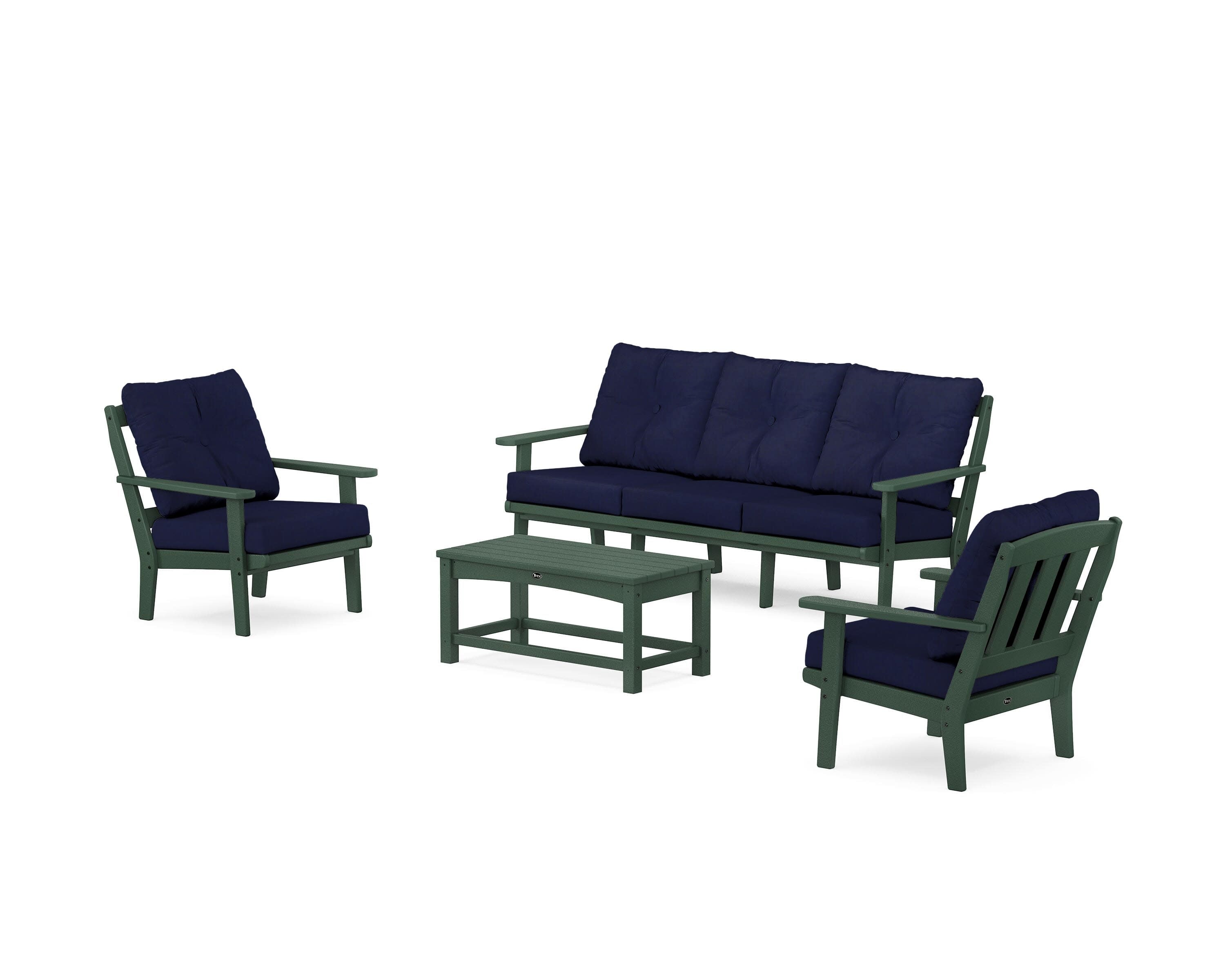 Cape Cod 4-Piece Deep Seating Set with Sofa in Rainforest Canopy / Navy