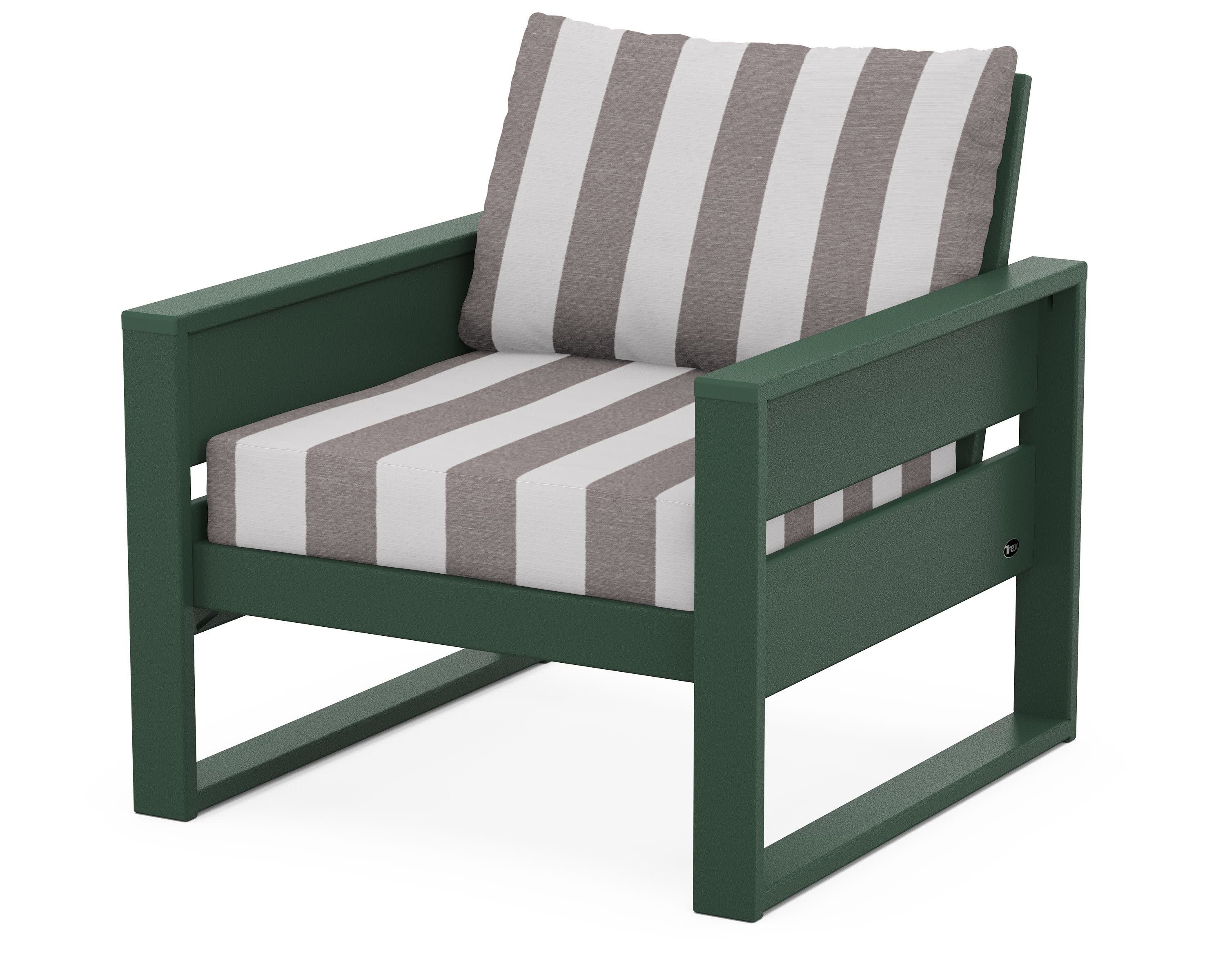 Eastport Club Chair in Rainforest Canopy / Cabana Stripe Grey Mist