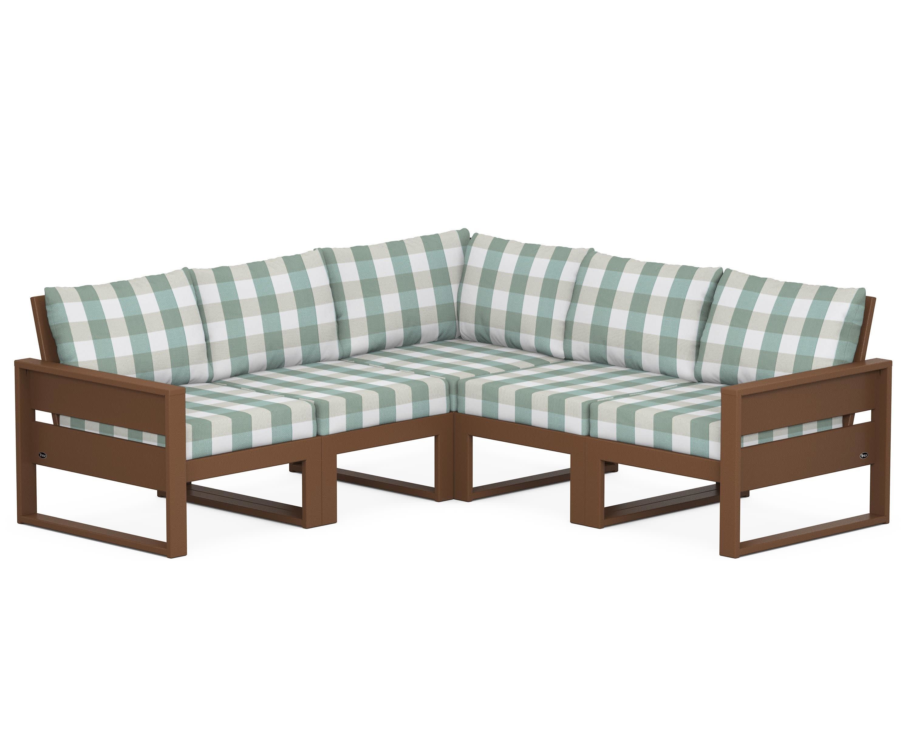 Eastport 5-Piece Sectional in Tree House / Buffalo Plaid Glacier Spa