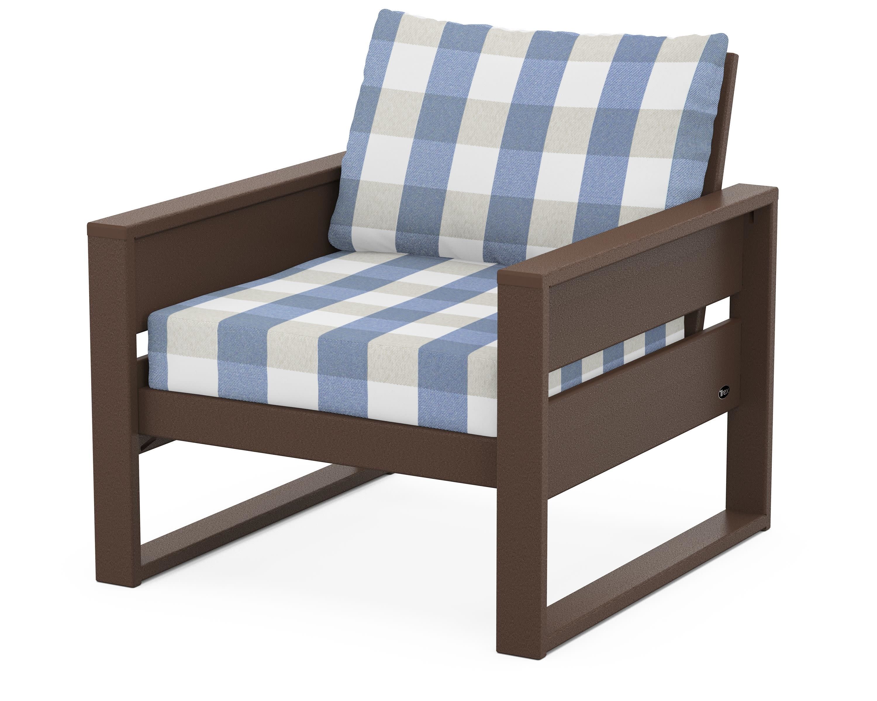 Eastport Club Chair in Vintage Lantern / Buffalo Plaid Sky Blue