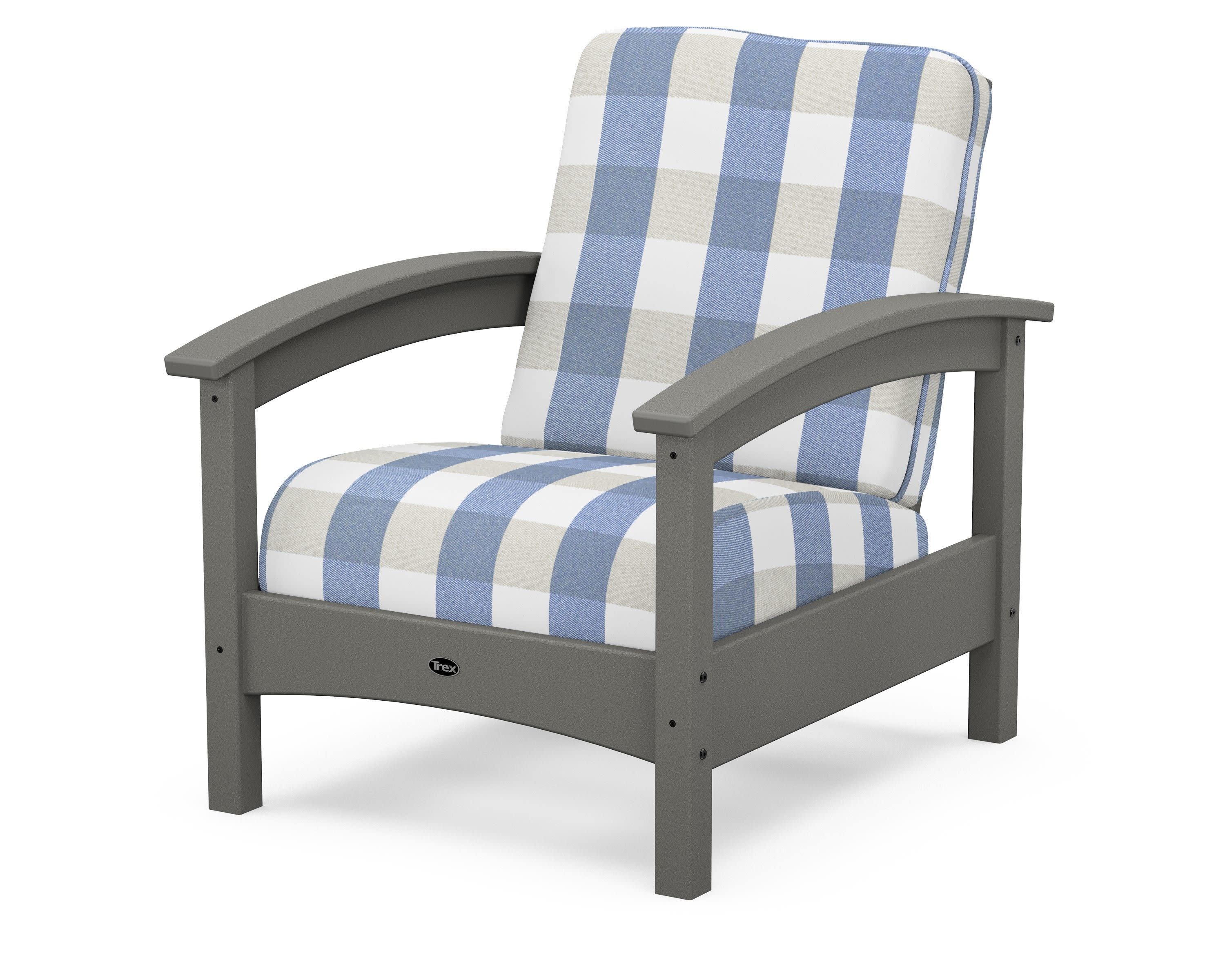 Rockport Club Chair in Stepping Stone / Buffalo Plaid Sky Blue