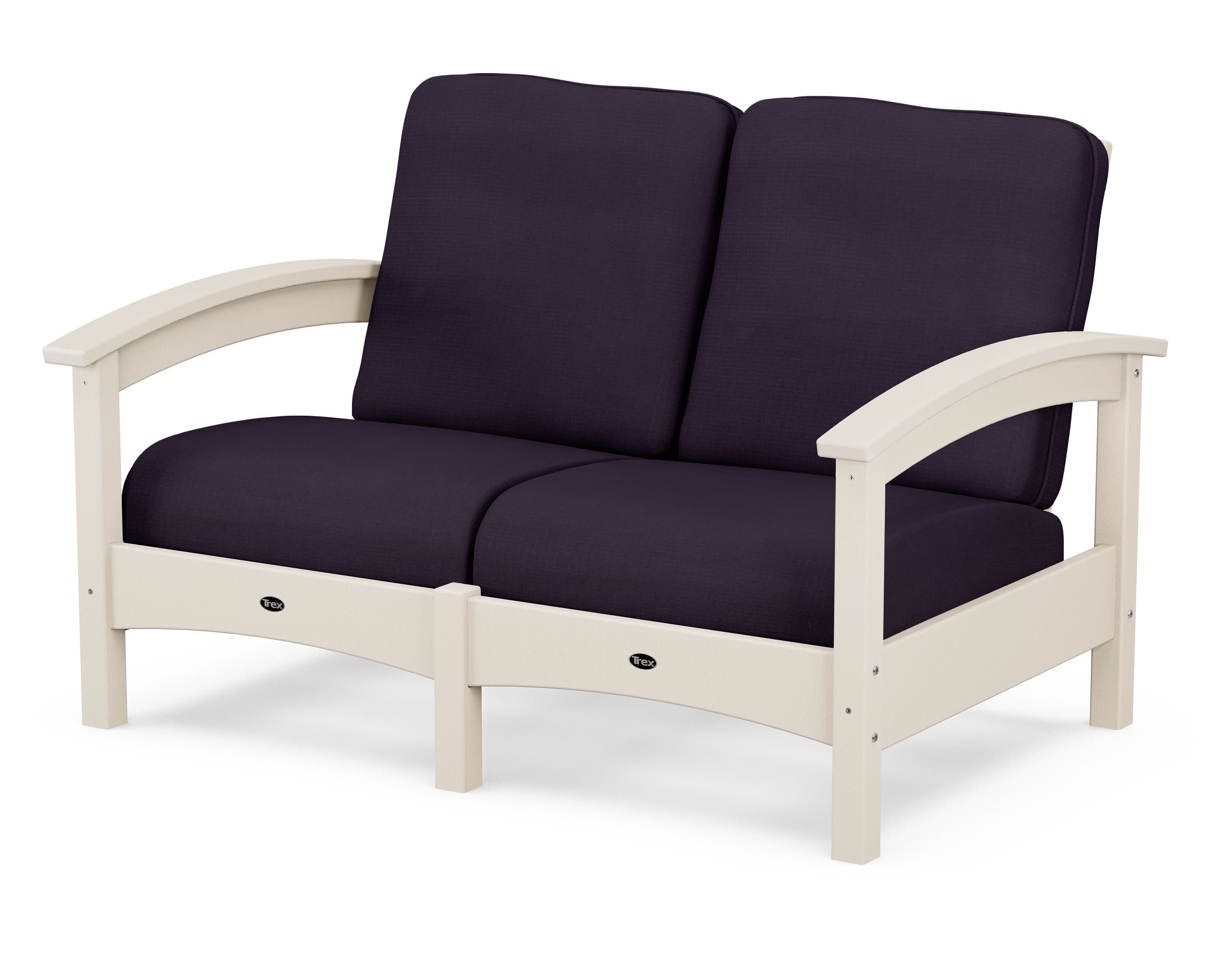 Rockport Club Loveseat in Sand Castle / Navy Linen