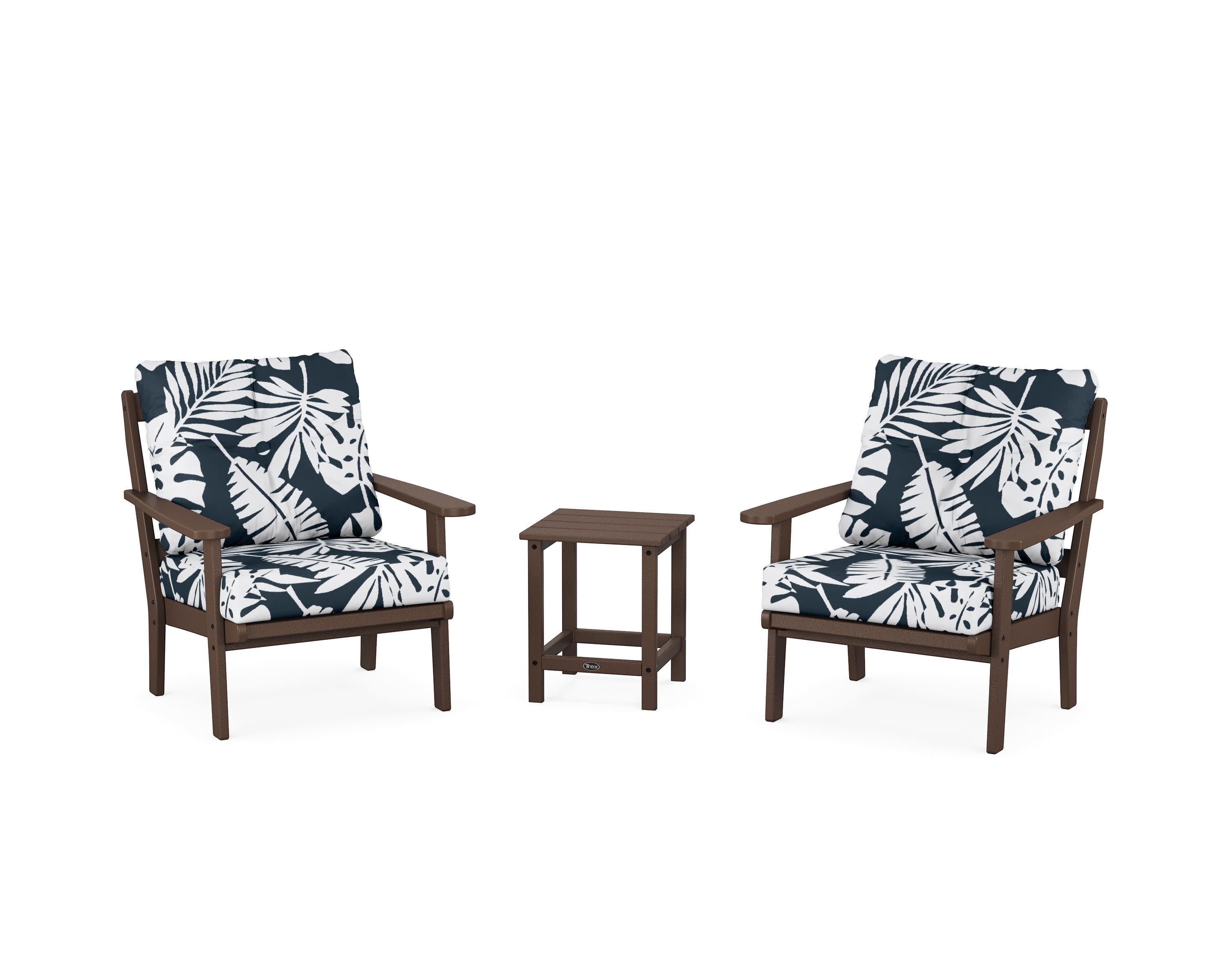 Cape Cod 3-Piece Deep Seating Set in Vintage Lantern / Leaf Marine Indigo