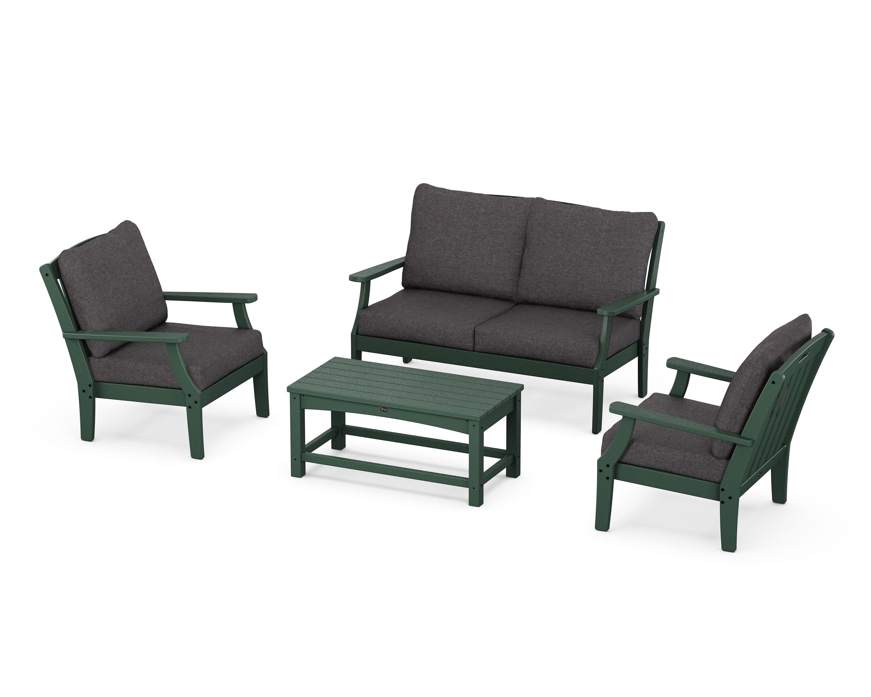 Yacht Club 4-Piece Deep Seating Chair Set in Rainforest Canopy / Ash Charcoal