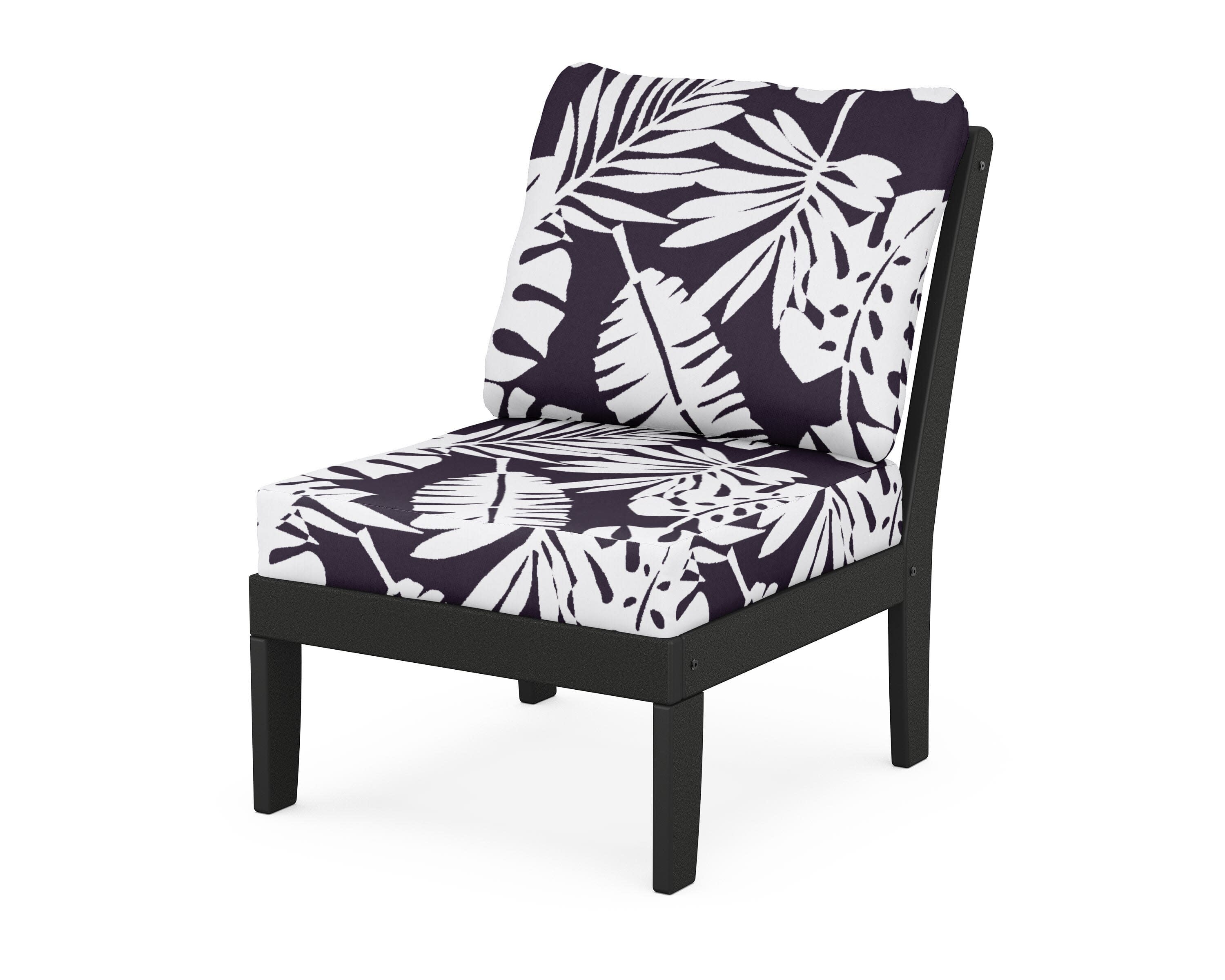 Yacht Club Modular Armless Chair in Charcoal Black / Leaf Navy