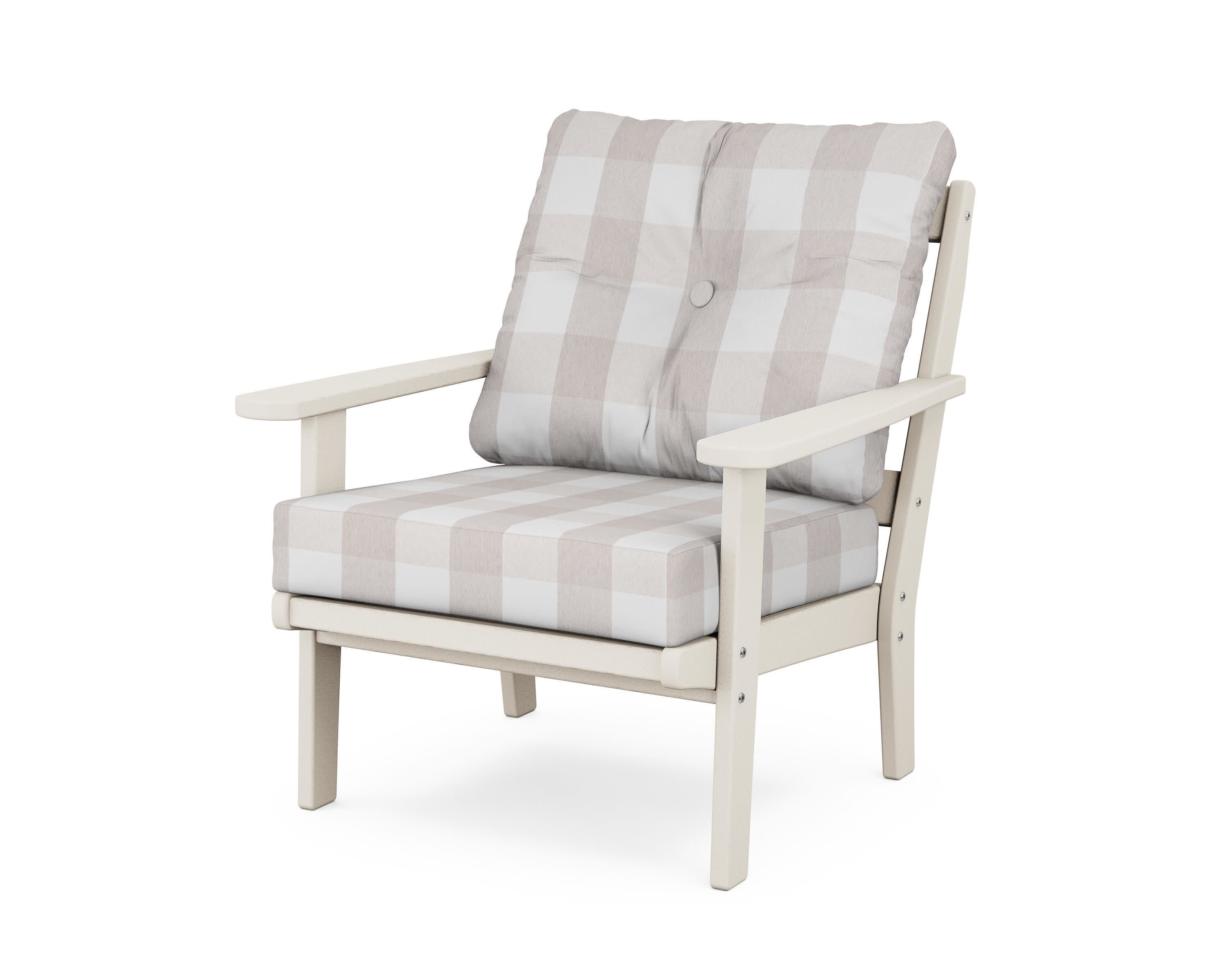 Cape Cod Deep Seating Chair in Sand Castle / Buffalo Plaid Dune Burlap
