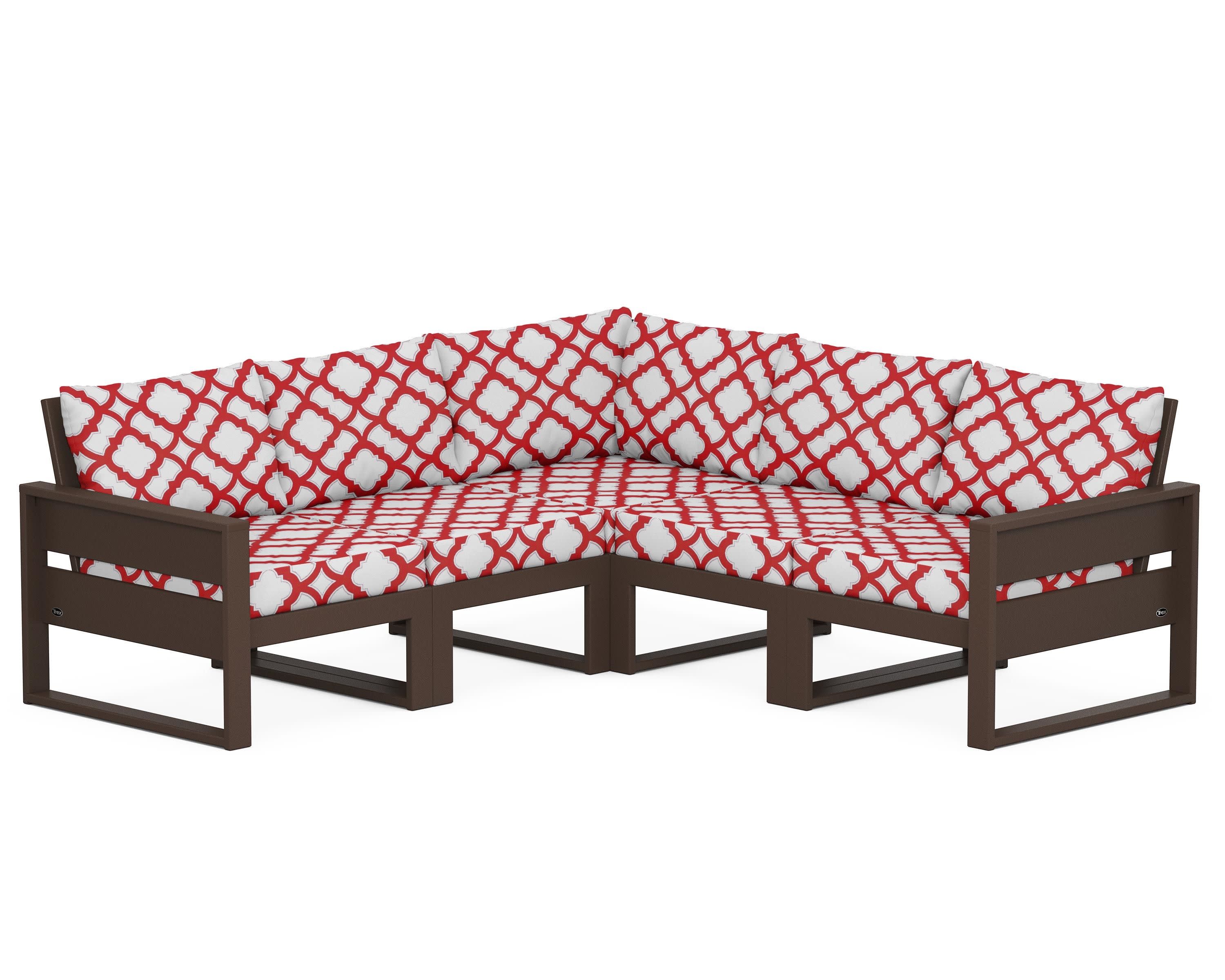 Eastport 5-Piece Sectional in Vintage Lantern / Trellis Crimson