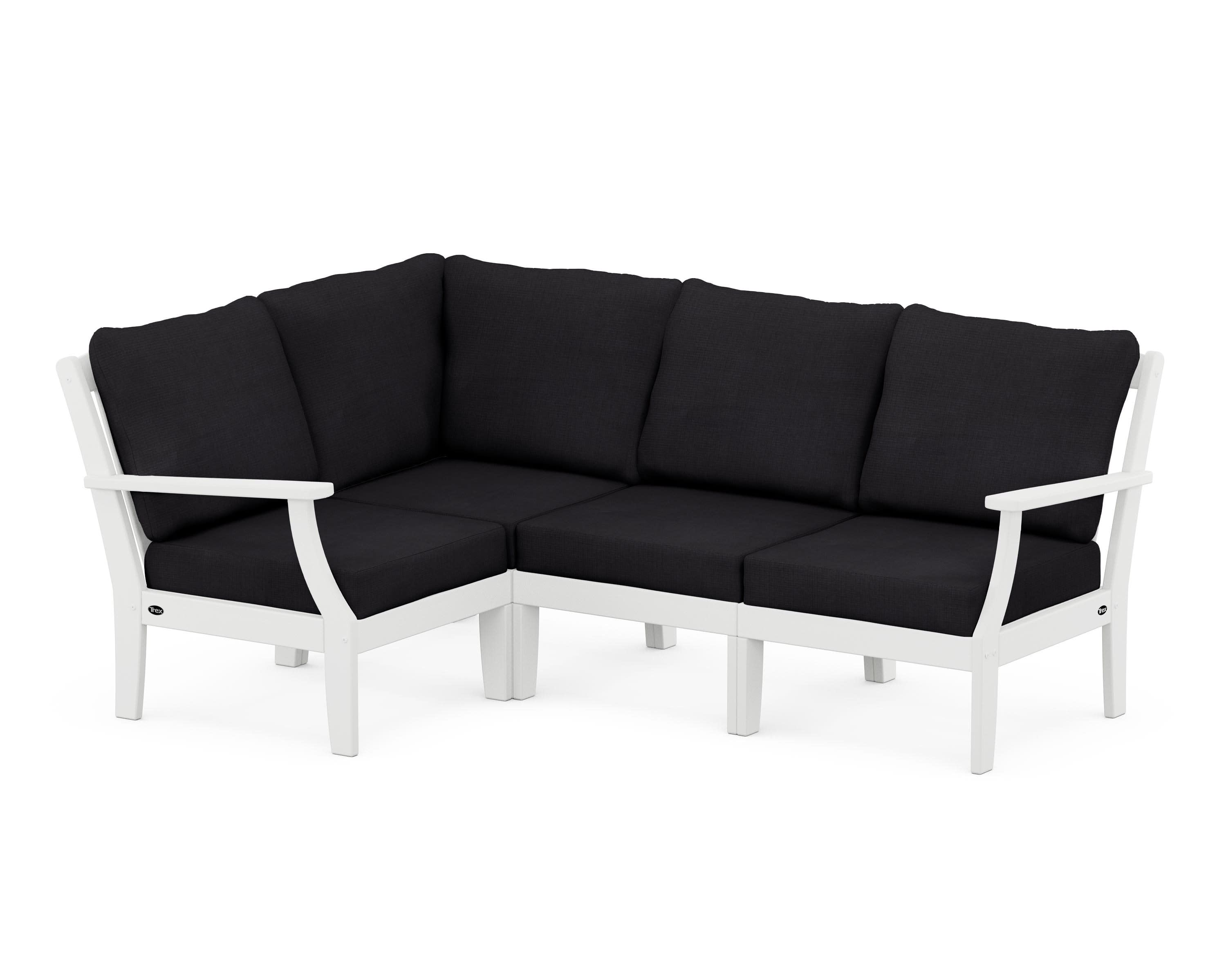Yacht Club Modular 4-Piece Deep Seating Set in Classic White / Midnight Linen