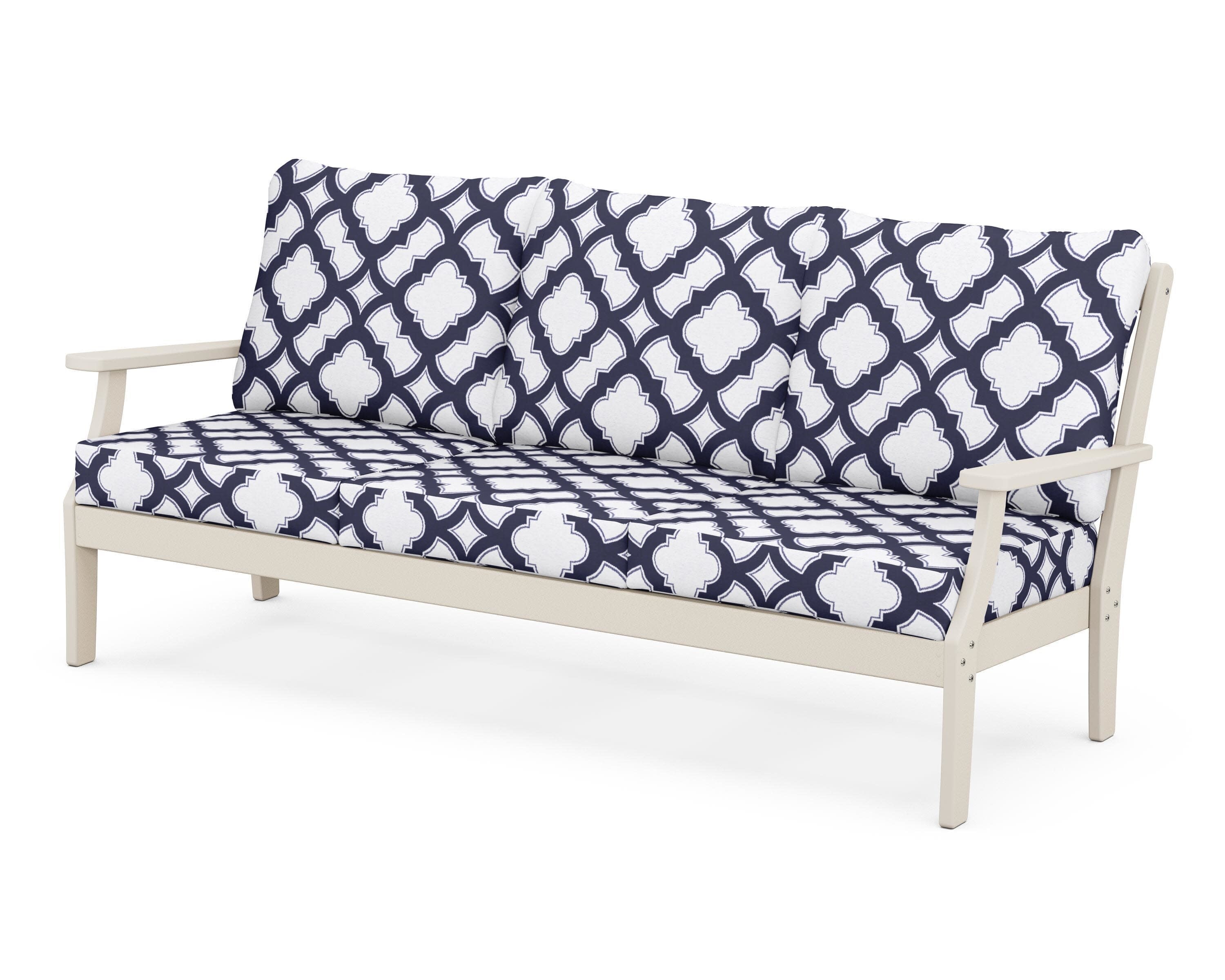 Yacht Club Deep Seating Sofa in Sand Castle / Trellis Navy