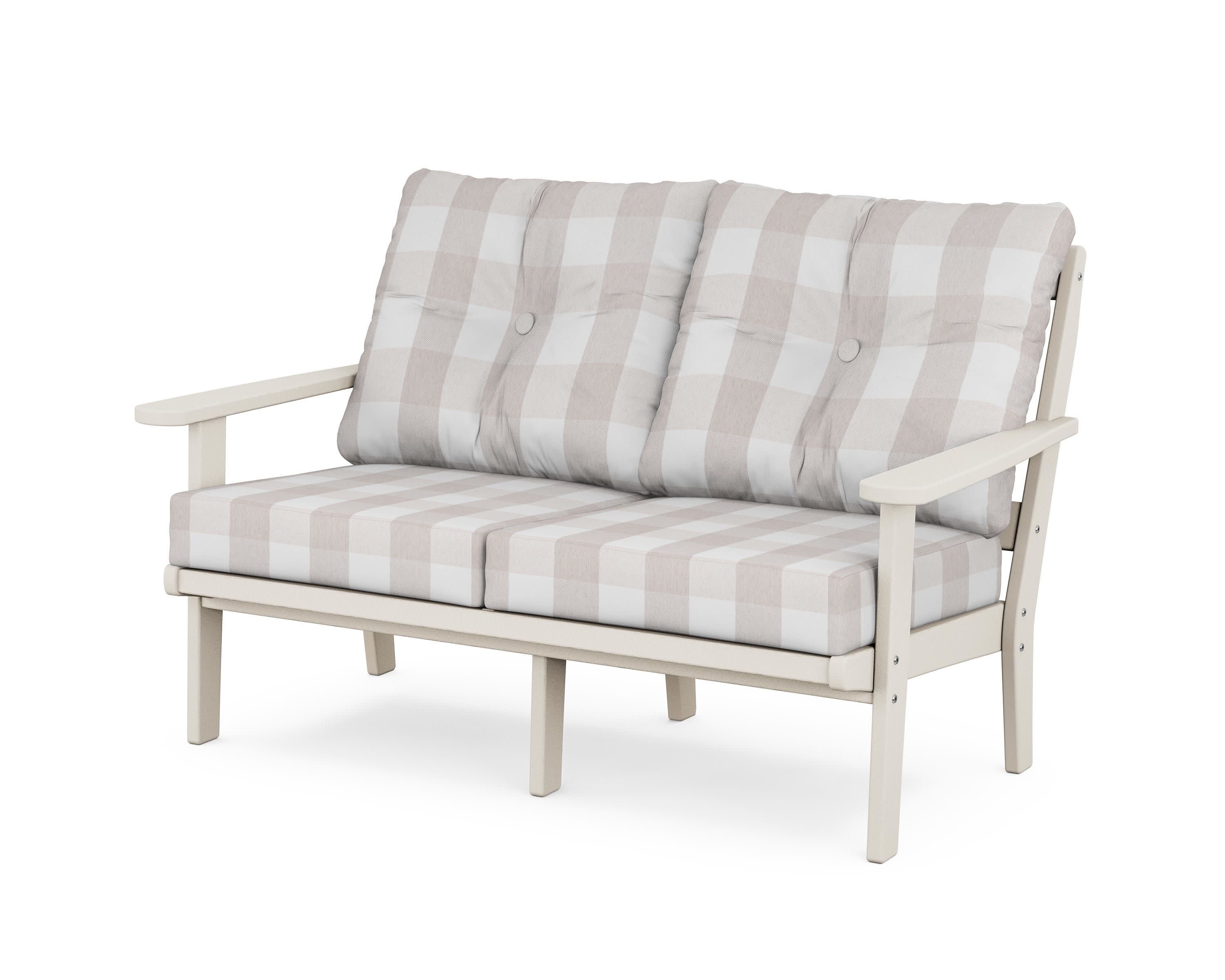 Cape Cod Deep Seating Loveseat in Sand Castle / Buffalo Plaid Dune Burlap