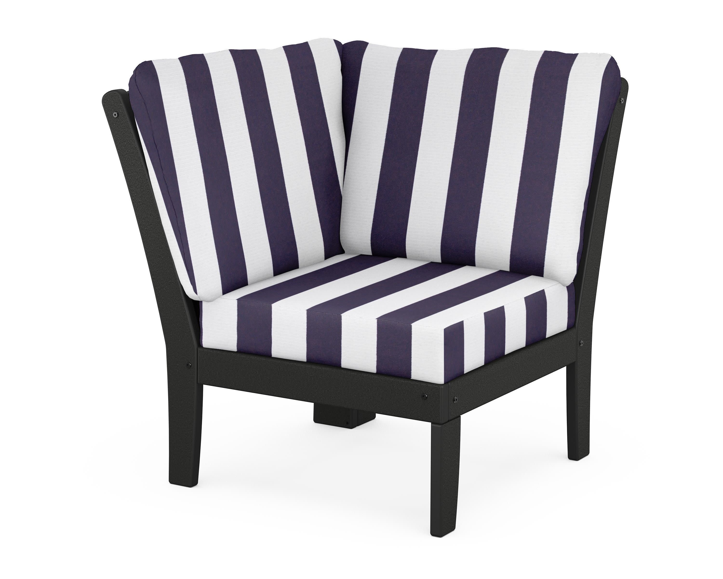 Yacht Club Modular Corner Chair in Charcoal Black / Cabana Stripe Navy