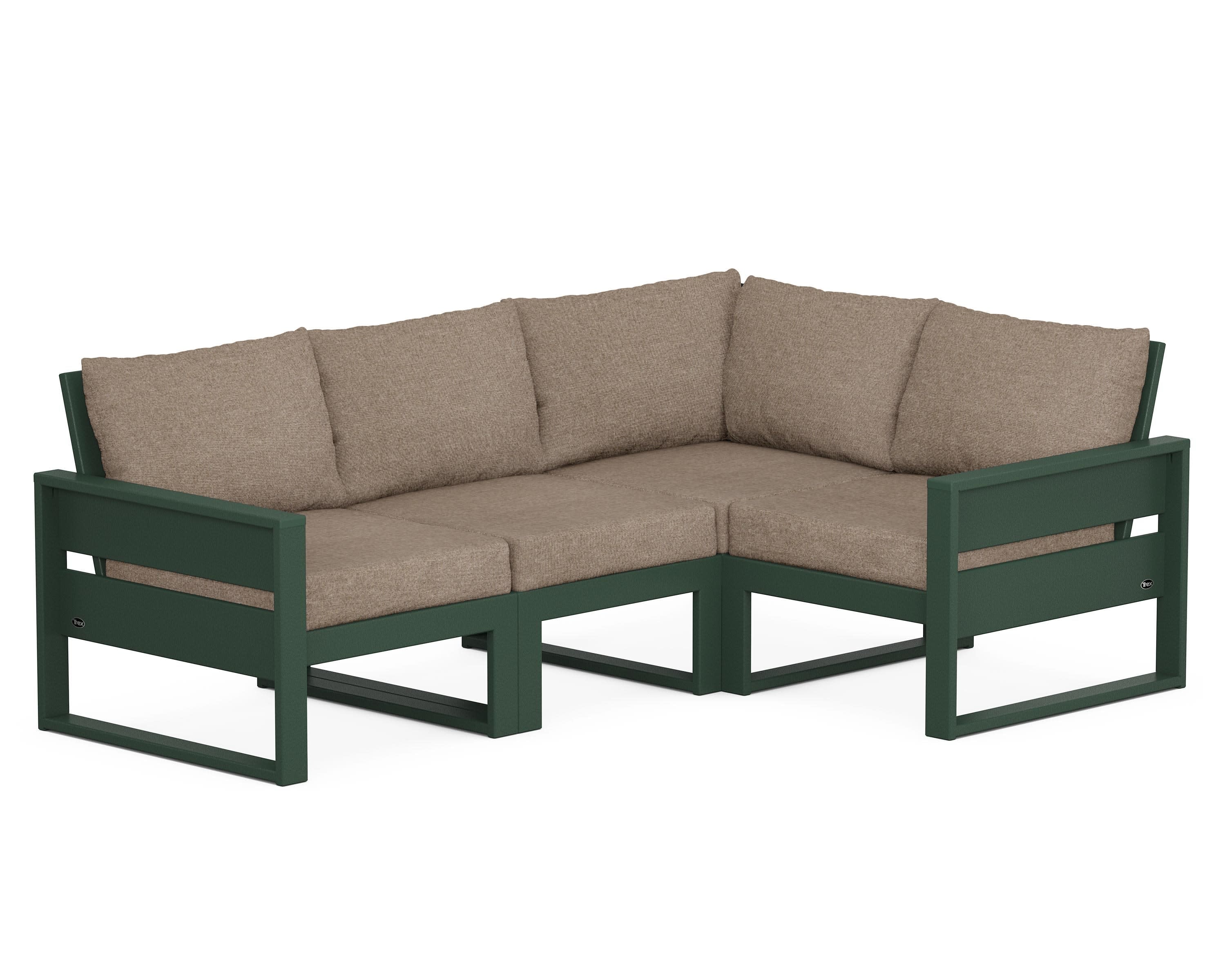 Eastport 4- Piece Sectional in Rainforest Canopy / Spiced Burlap